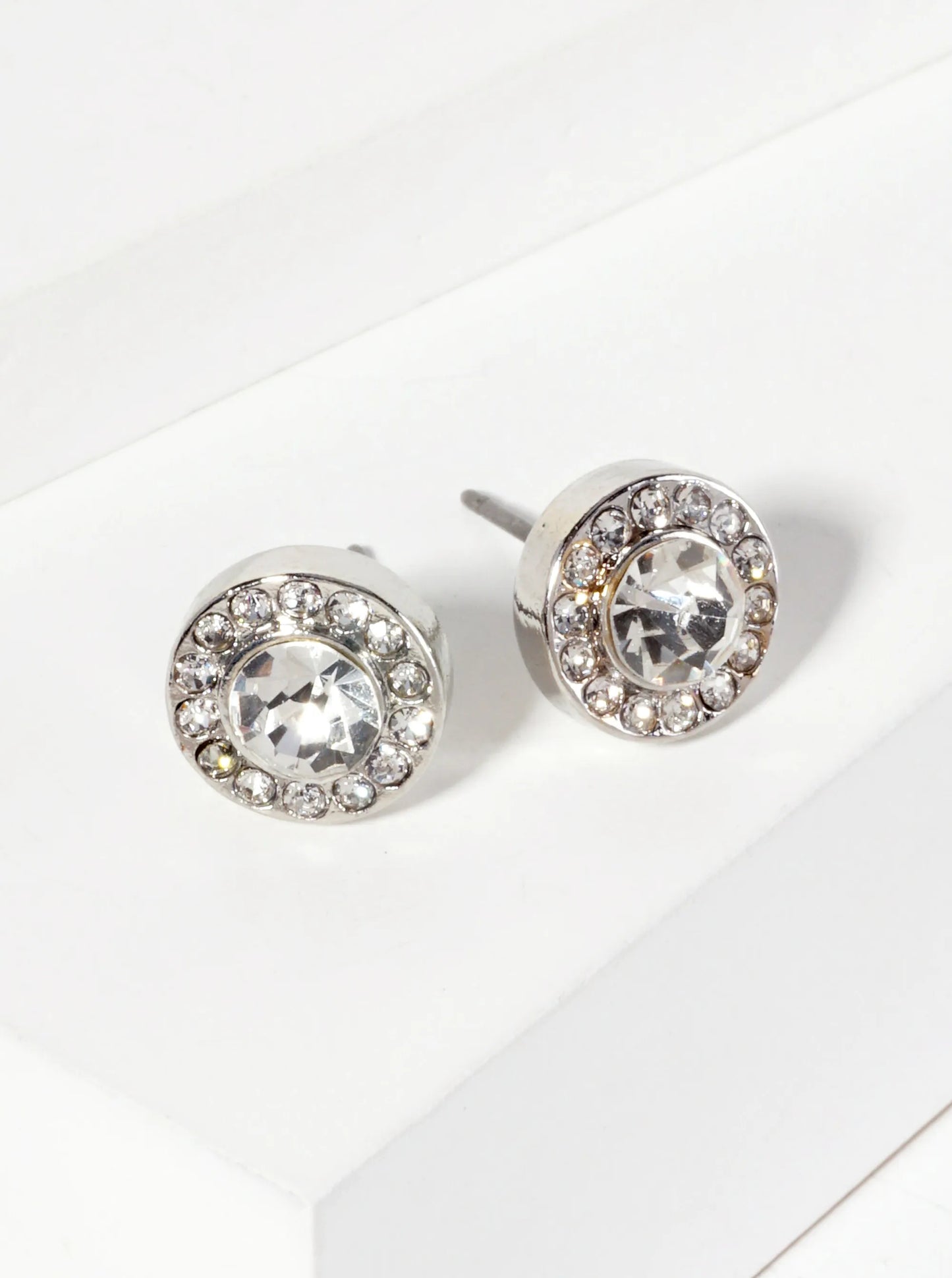 Minimalist Crystal-Pave 10mm Color-Stone Stud Earrings