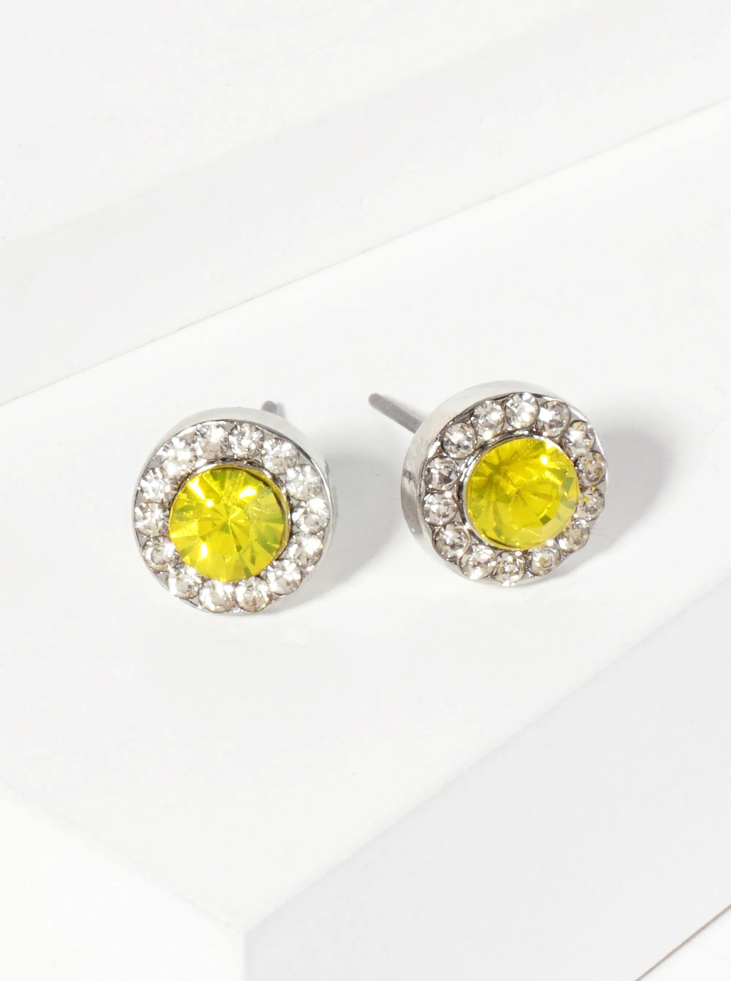 Minimalist Crystal-Pave 10mm Color-Stone Stud Earrings