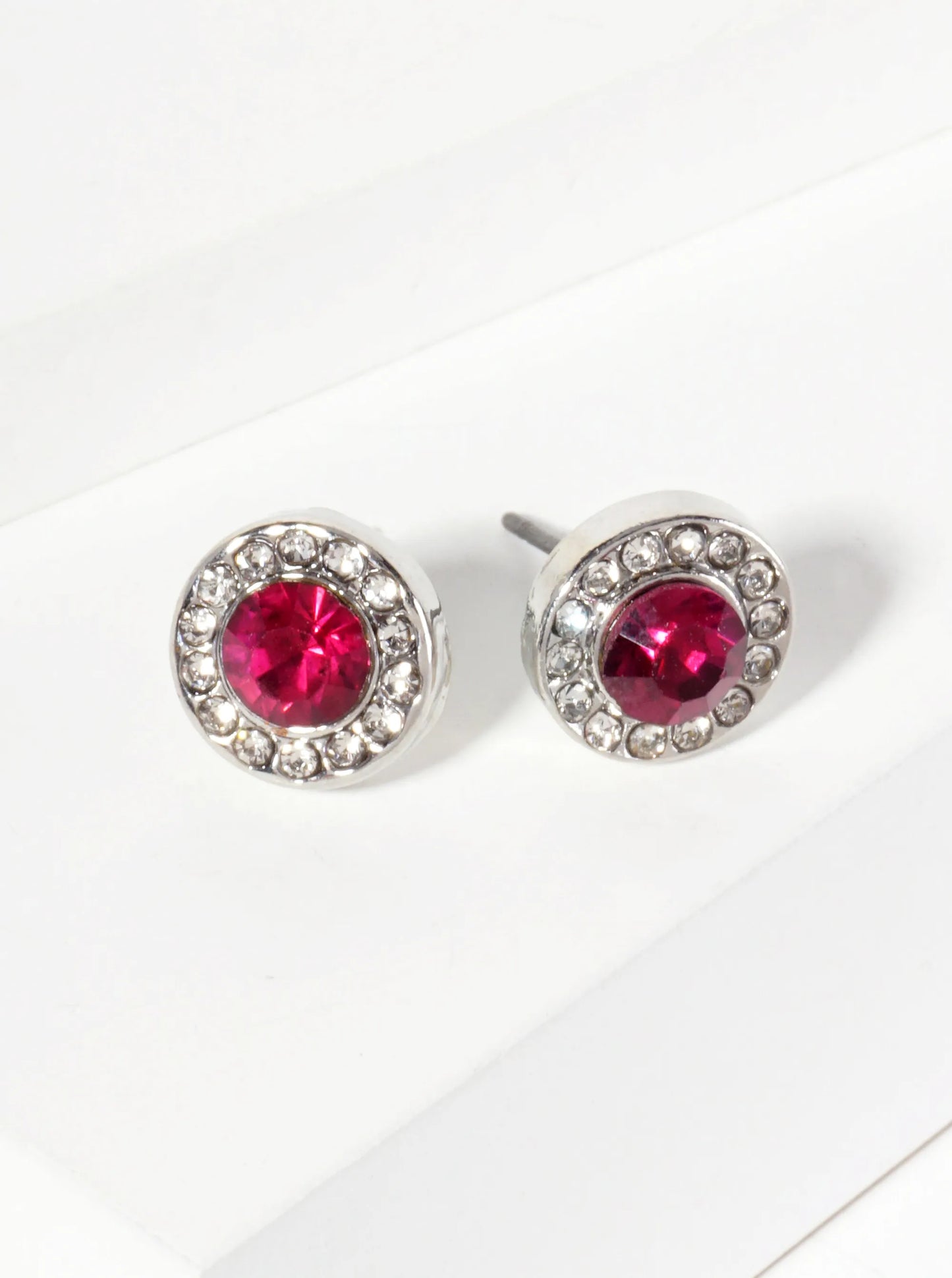 Minimalist Crystal-Pave 10mm Color-Stone Stud Earrings