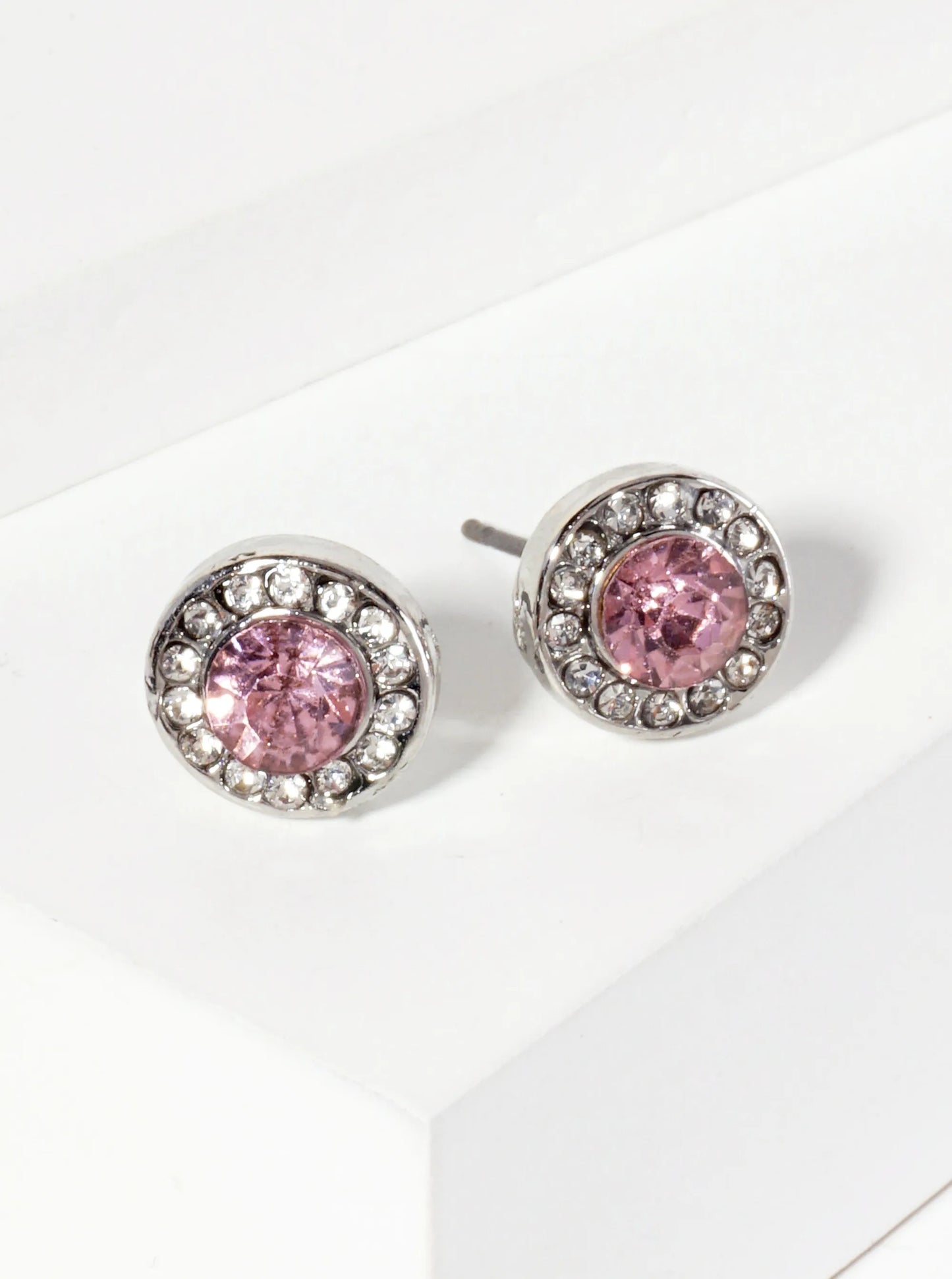 Minimalist Crystal-Pave 10mm Color-Stone Stud Earrings