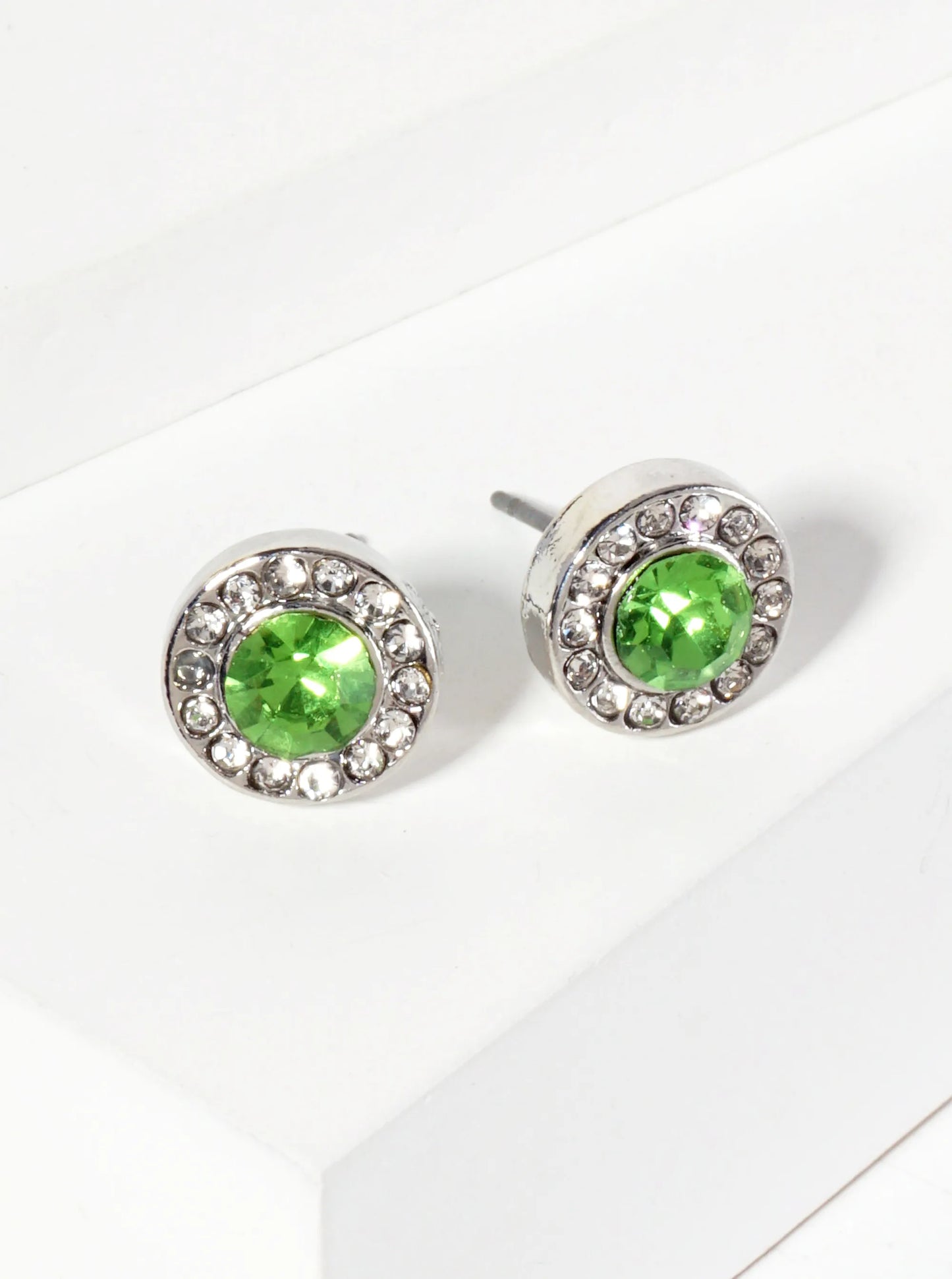 Minimalist Crystal-Pave 10mm Color-Stone Stud Earrings