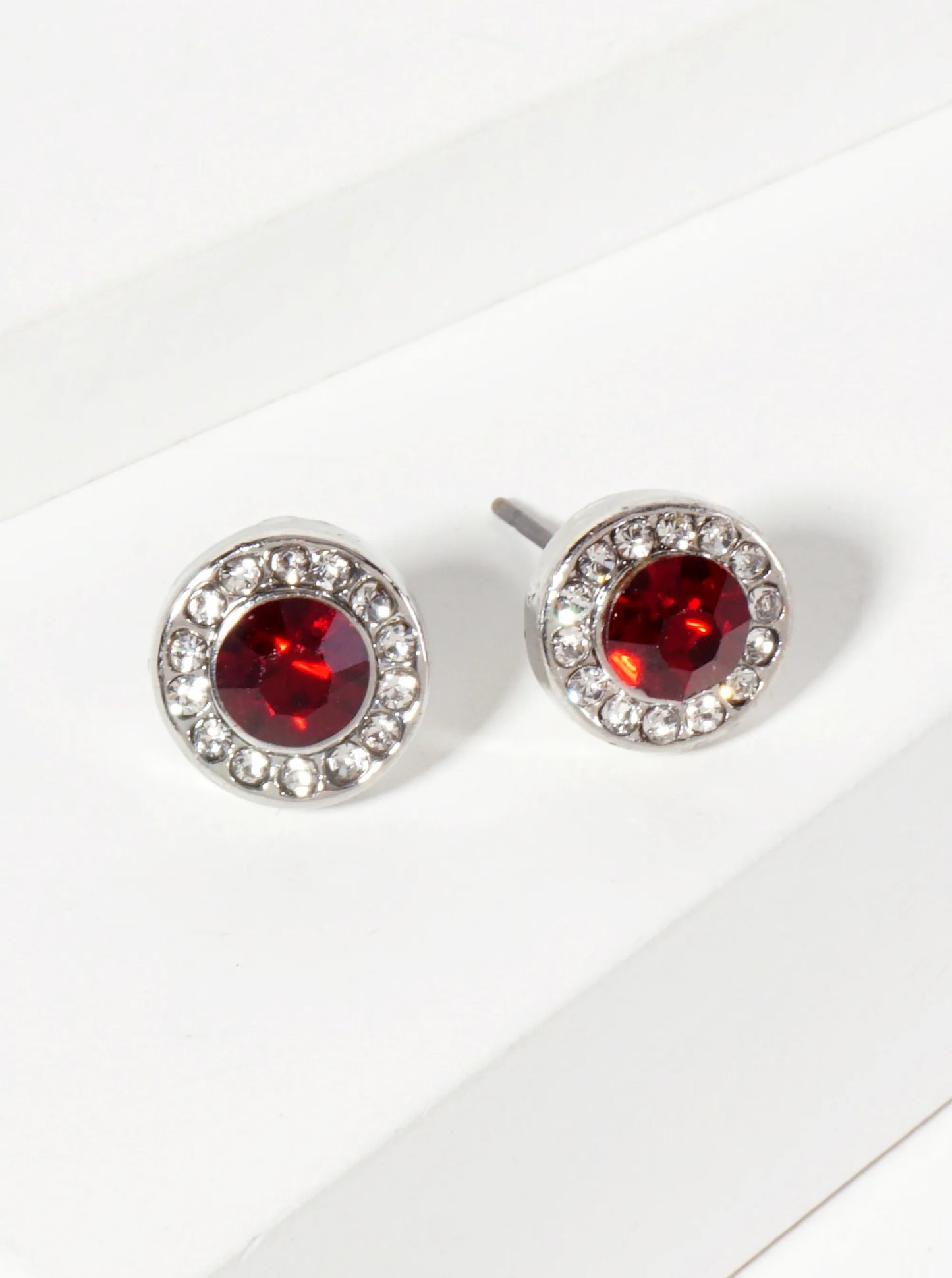 Minimalist Crystal-Pave 10mm Color-Stone Stud Earrings