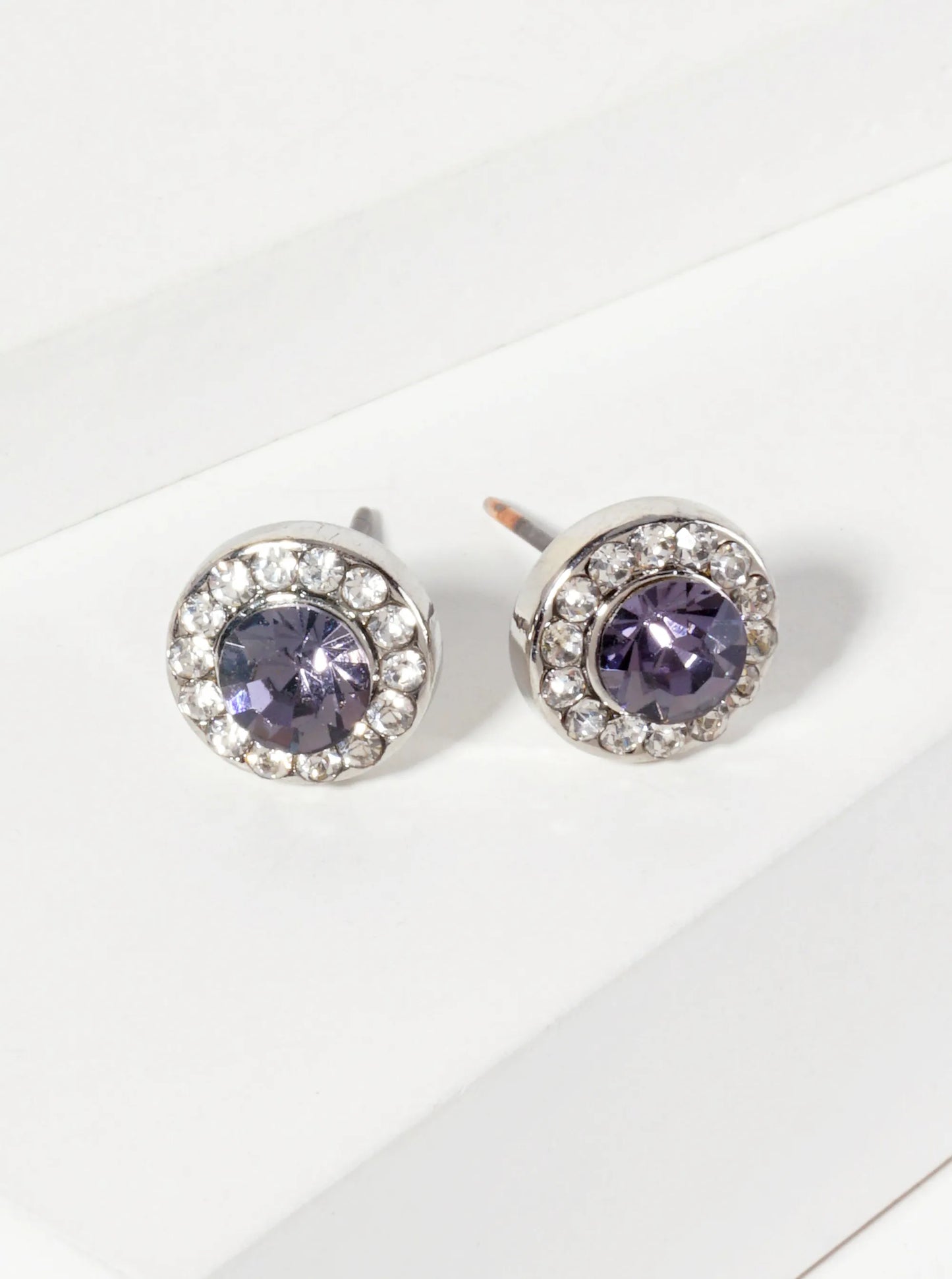 Minimalist Crystal-Pave 10mm Color-Stone Stud Earrings
