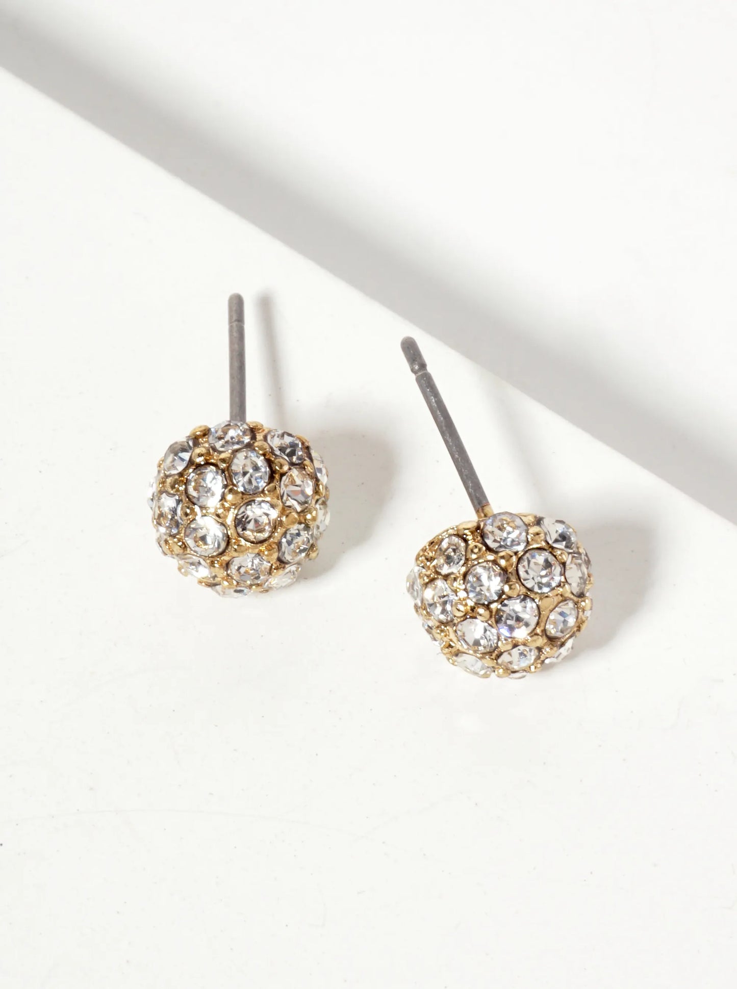 Minimalist Crystal-Pave 8mm Caviar Stud Earrings