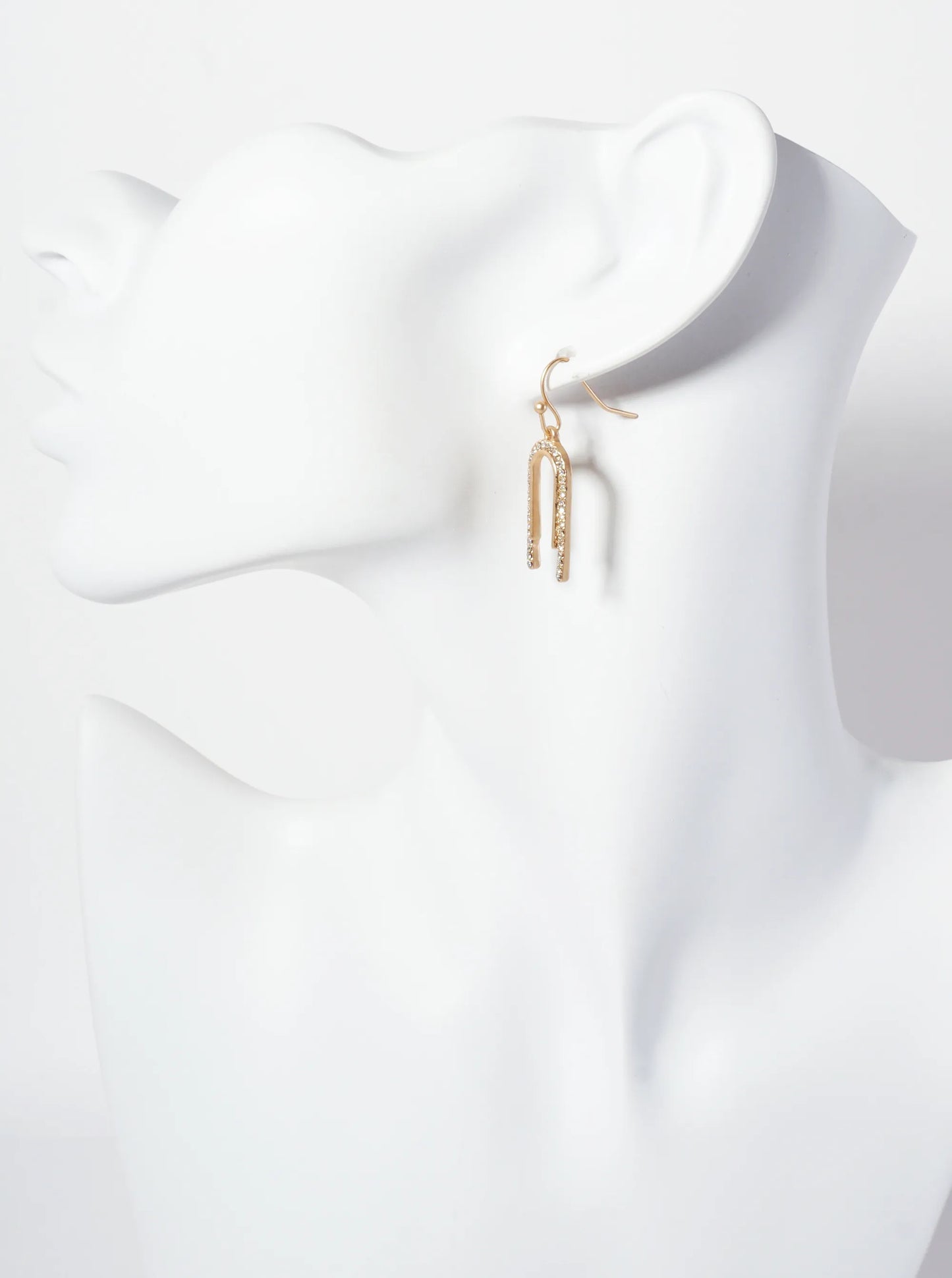 Minimalist Crystal-Pave Arch-Shaped Dangle Drop Earrings