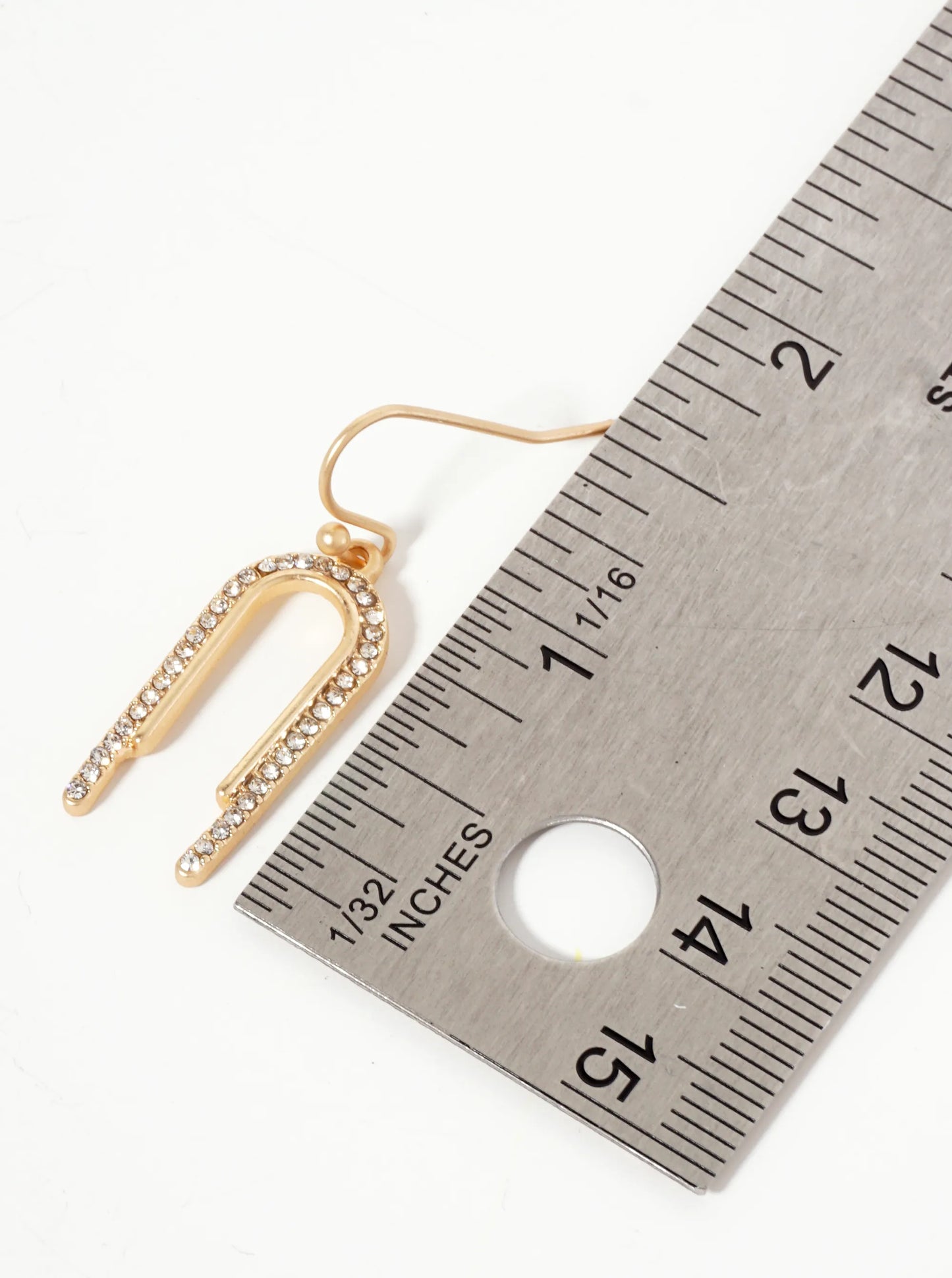 Minimalist Crystal-Pave Arch-Shaped Dangle Drop Earrings