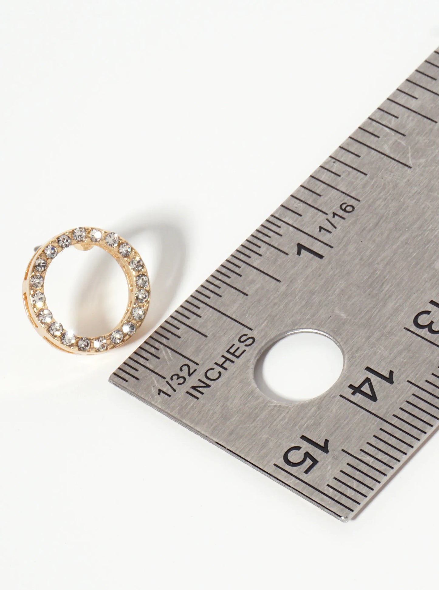 Minimalist Crystal-Pave Cut-Out 13mm Round Circle Stud Earrings