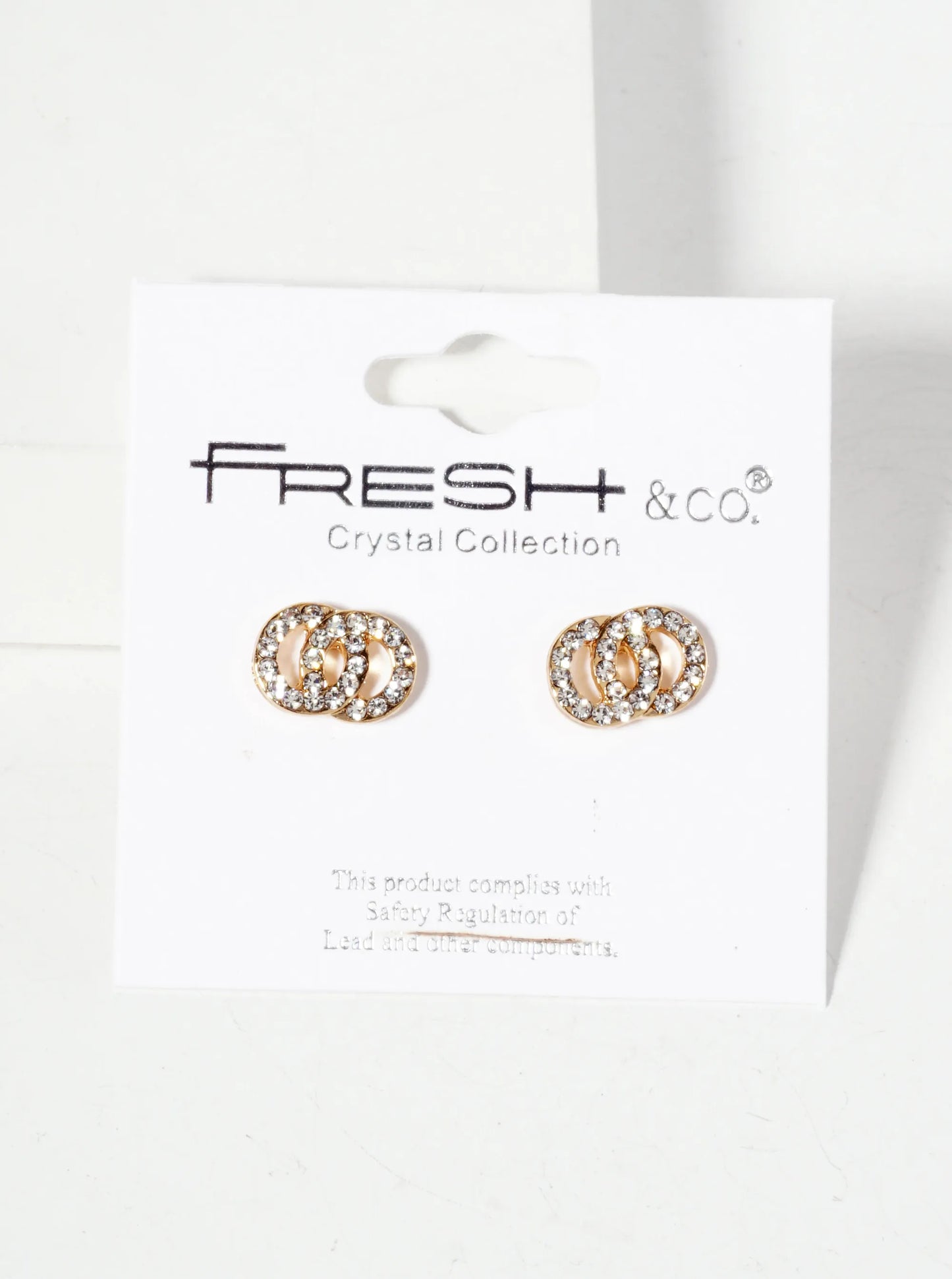Minimalist Crystal-Pave Interlocking Double Circle Stud Earrings