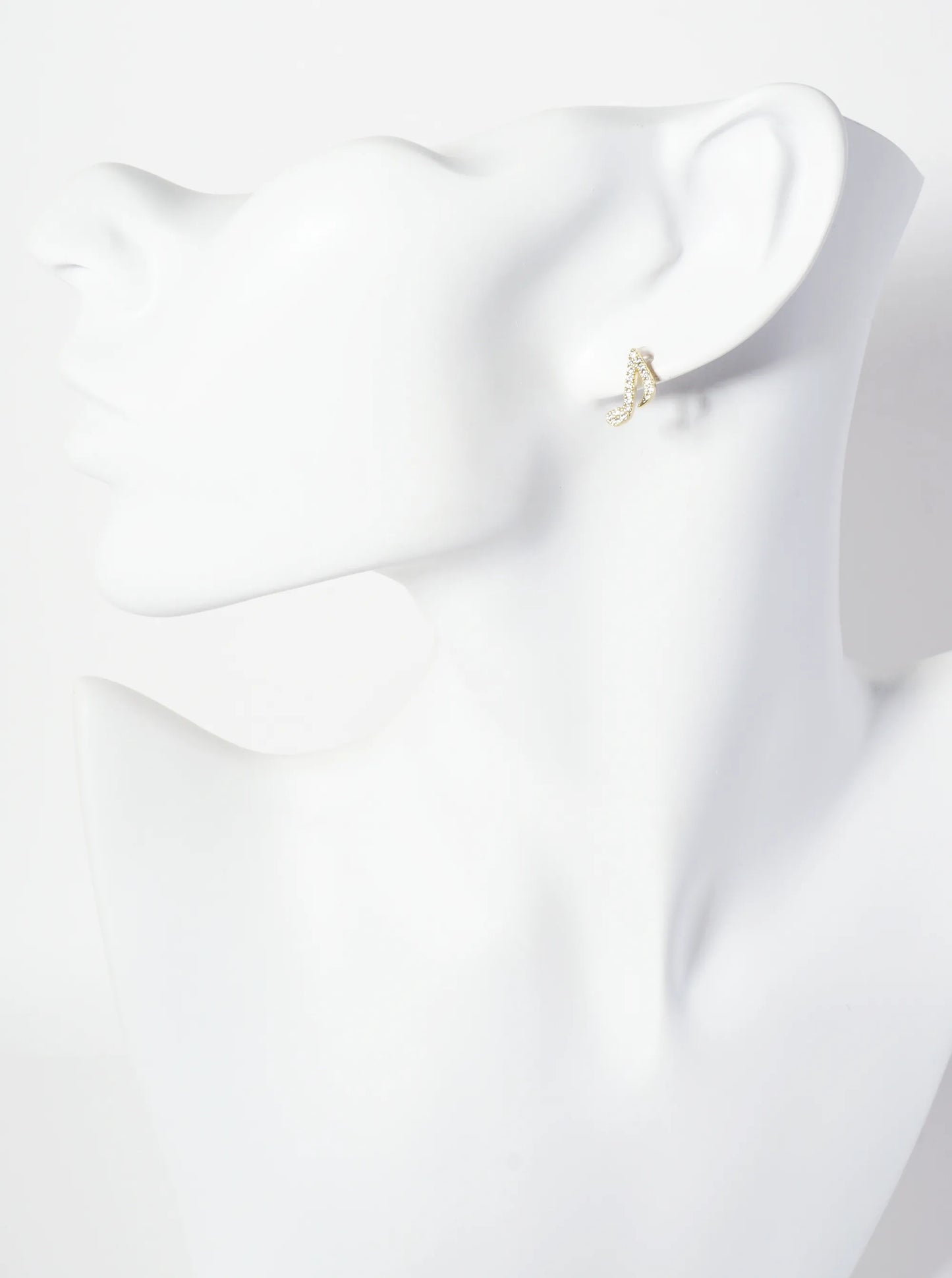 Minimalist Pave-Set Cubic-Zirconia 12mm Musical-Note 18K-Gold-Dipped Stud Earrings