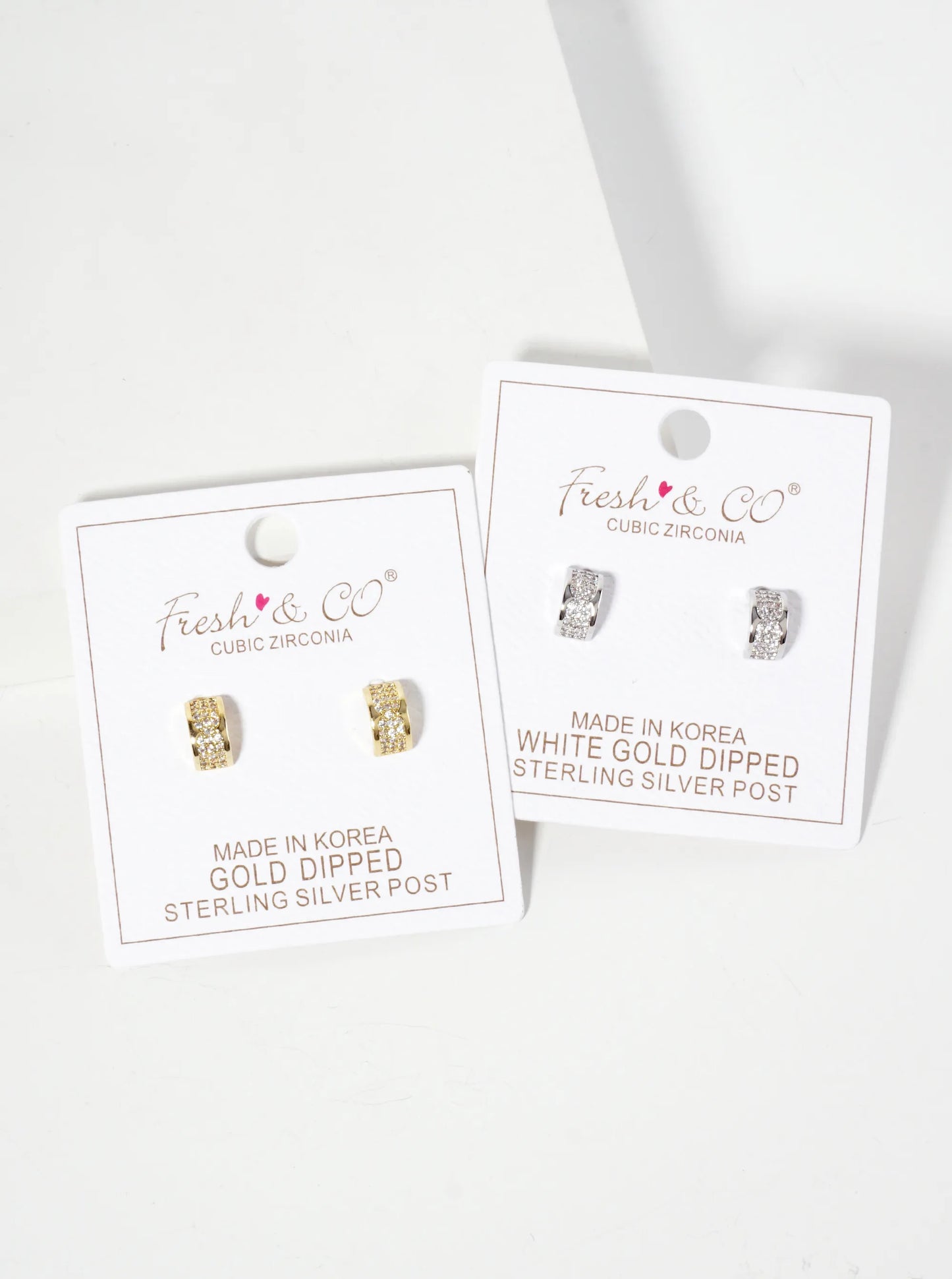 Minimalist Pave-Set Cubic-Zirconia 9mm Half-Circle18K-Gold-Dipped Stud Earrings