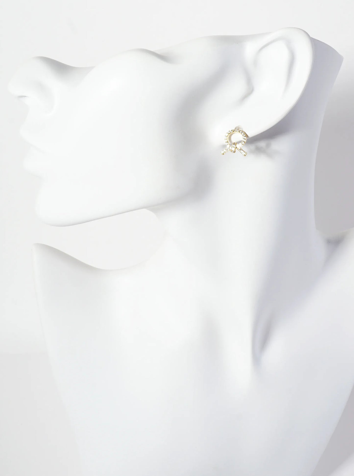 Minimalist Pave-Set Cubic-Zirconia Knot Design 18K-Gold-Dipped Stud Earrings
