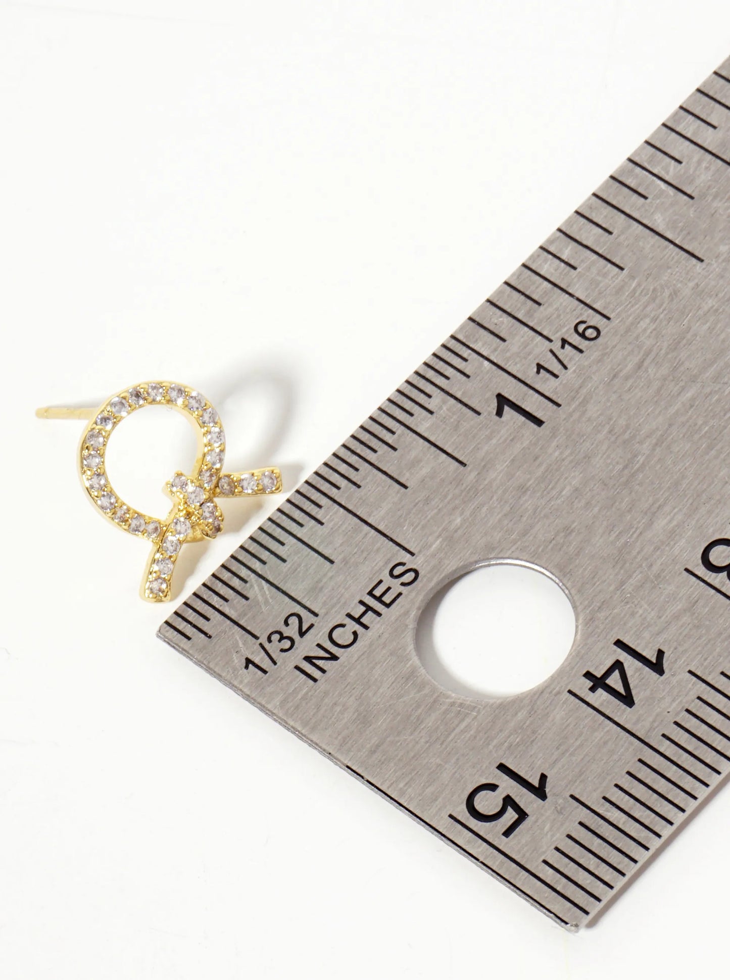 Minimalist Pave-Set Cubic-Zirconia Knot Design 18K-Gold-Dipped Stud Earrings