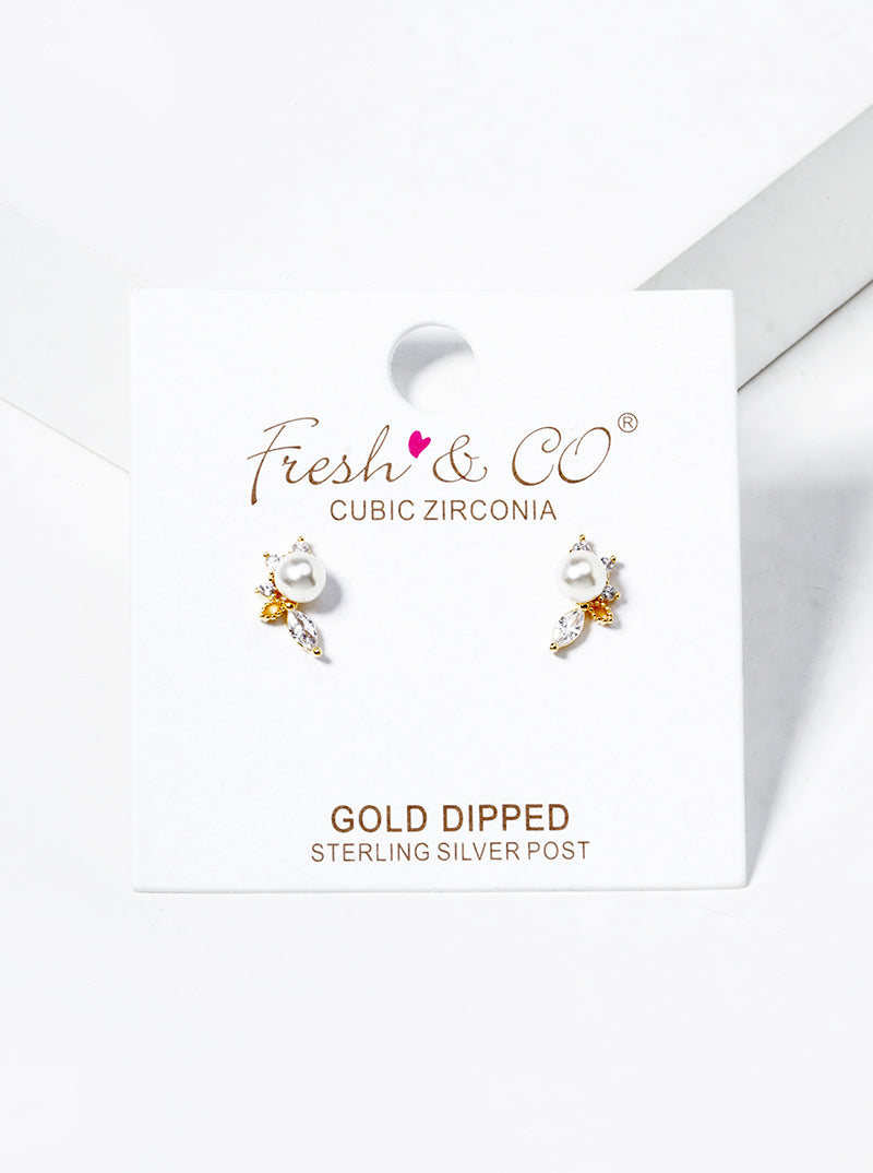 18K Gold Dipped CZ Tree Of Life Post Stud Earrings
