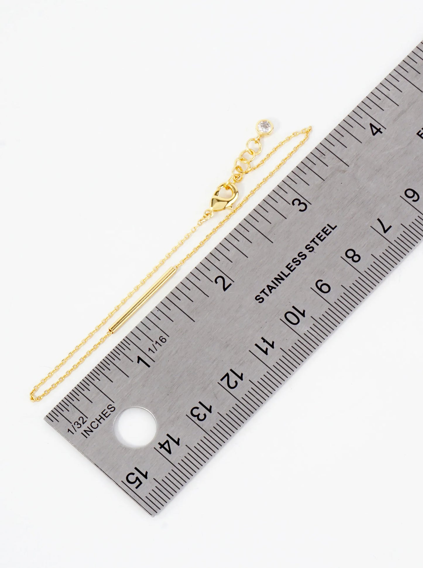 Minimalist Polished Brass Horizontal Bar Accents 18K-Gold-Dipped Chain Bracelet