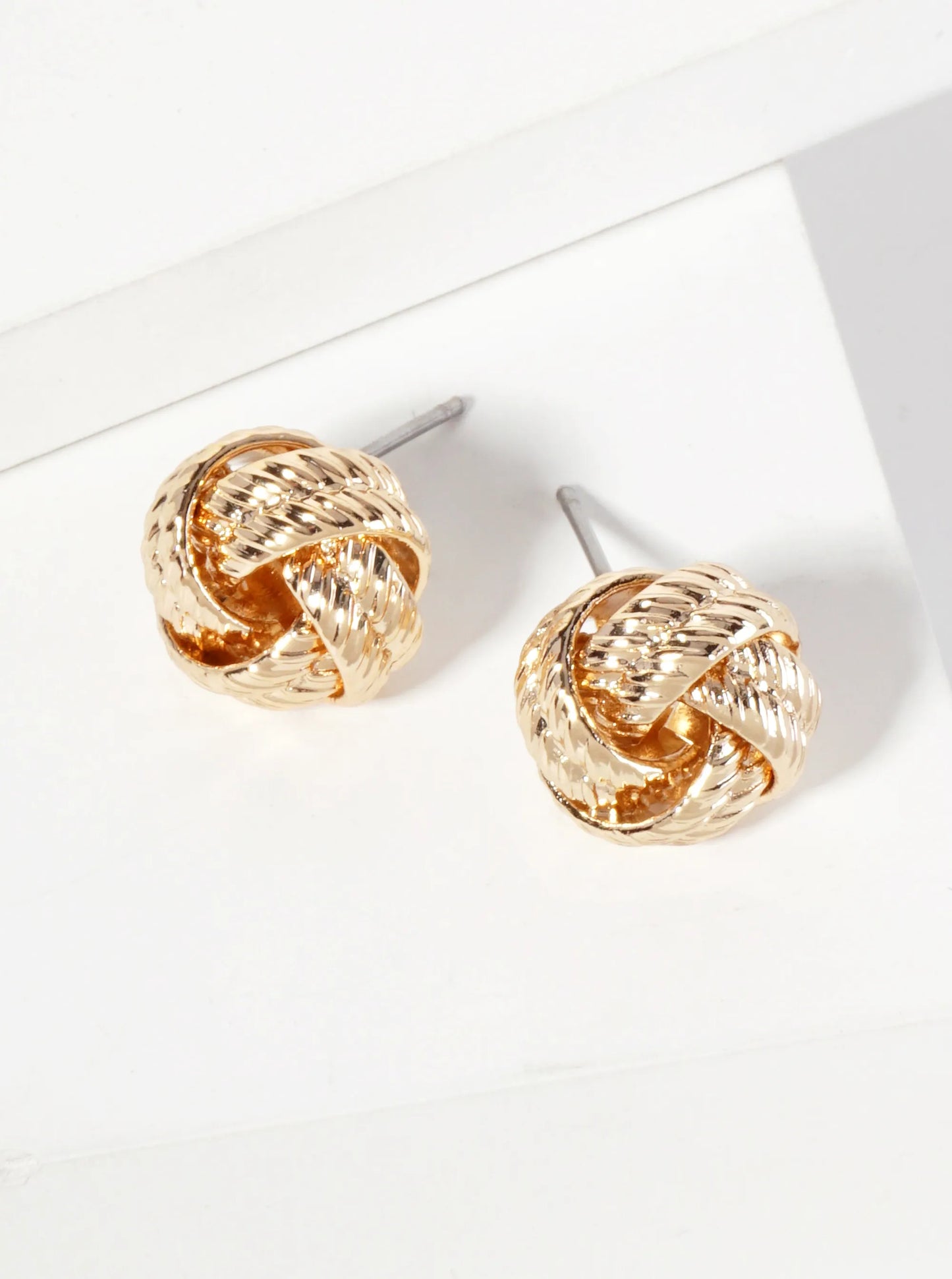 Minimalist Textured 13mm Love-Knot Stud Earrings