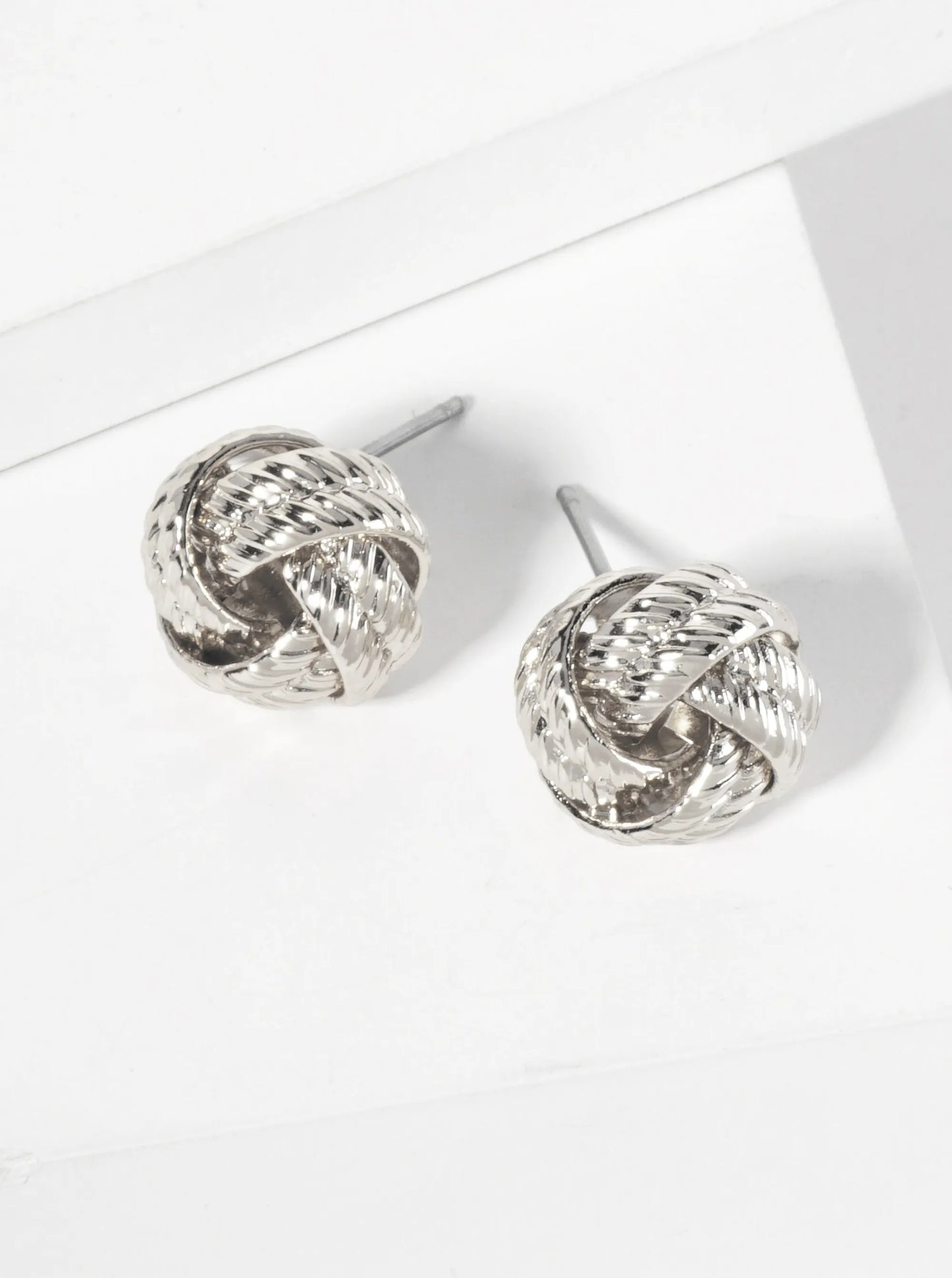 Minimalist Textured 13mm Love-Knot Stud Earrings