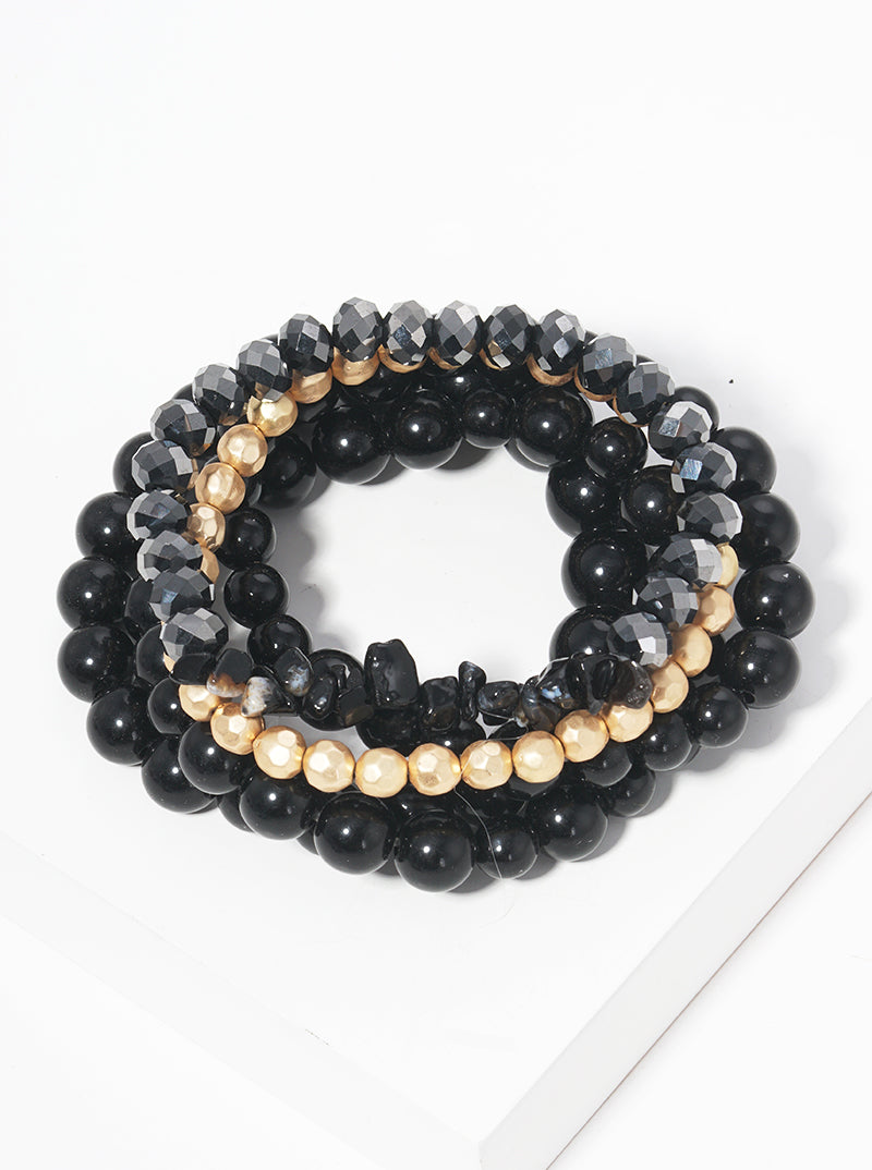 Mixed Beads Multi Rows Stackable Stretch Bracelet