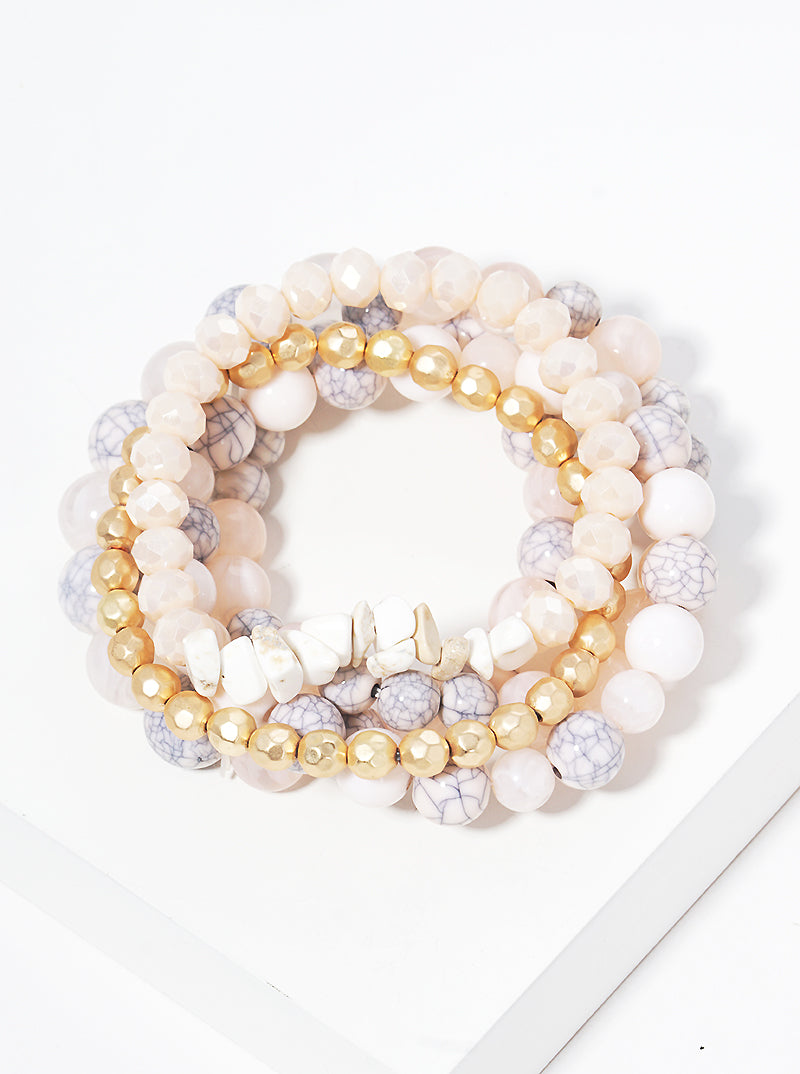 Mixed Beads Multi Rows Stackable Stretch Bracelet