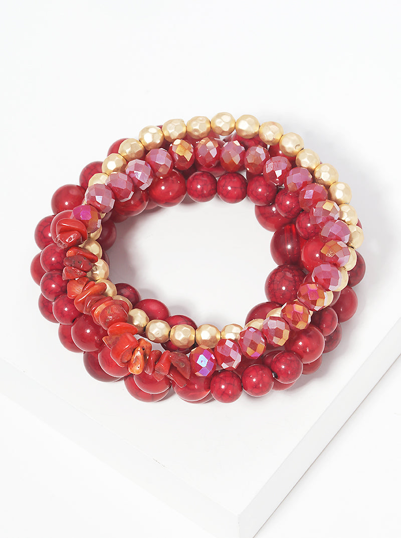 Mixed Beads Multi Rows Stackable Stretch Bracelet