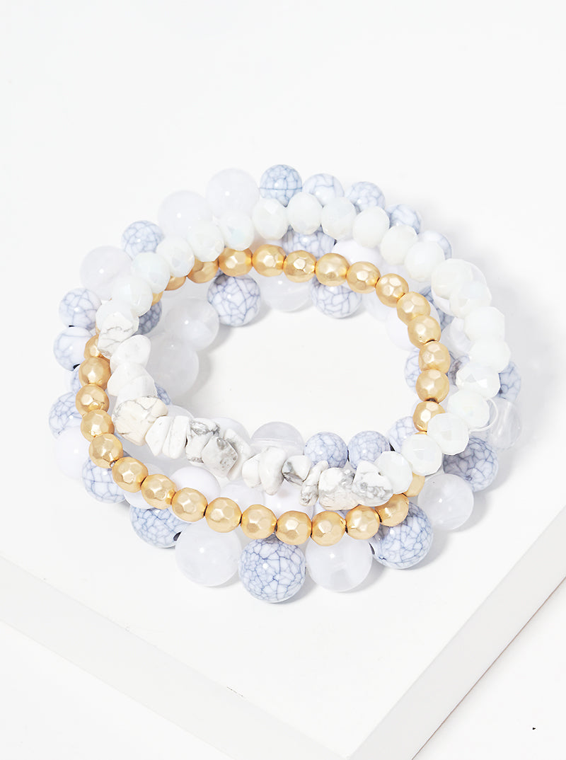 Mixed Beads Multi Rows Stackable Stretch Bracelet
