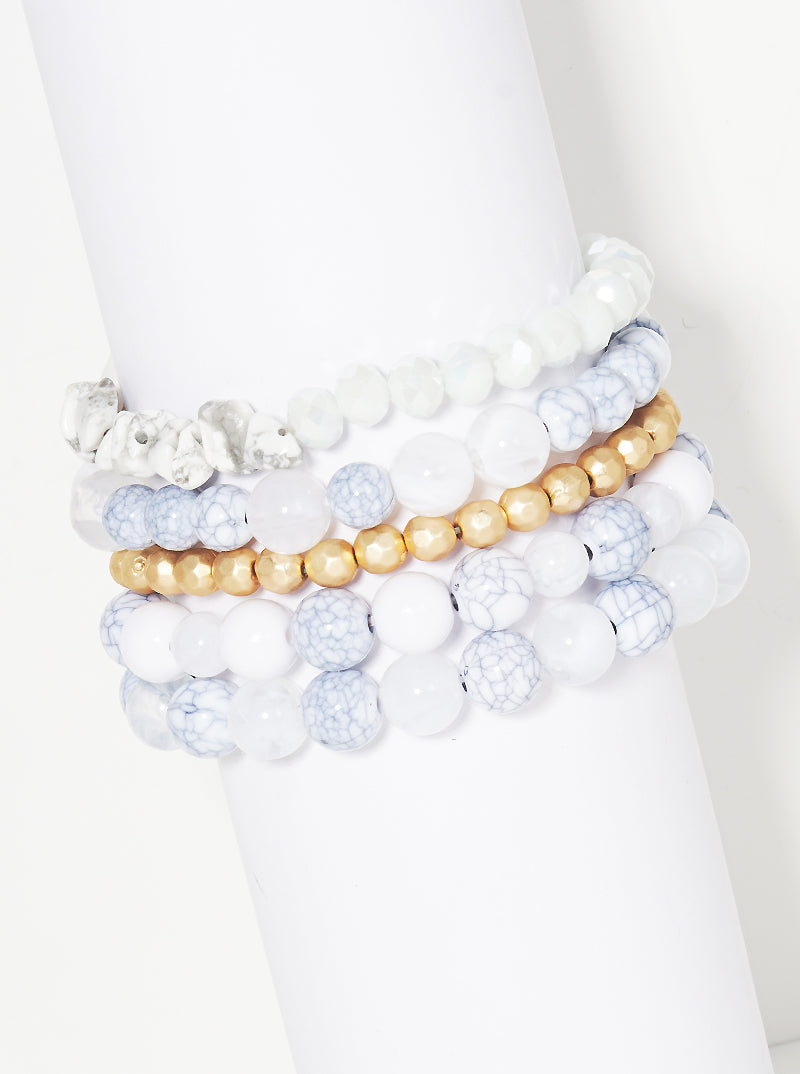 Mixed Beads Multi Rows Stackable Stretch Bracelet