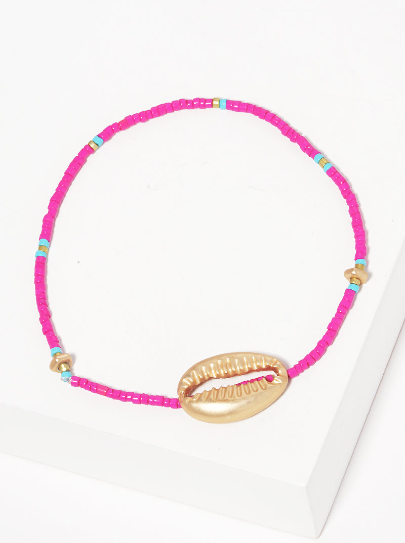 Mixed Bead Shellfish Sea Life Stretch Bracelet