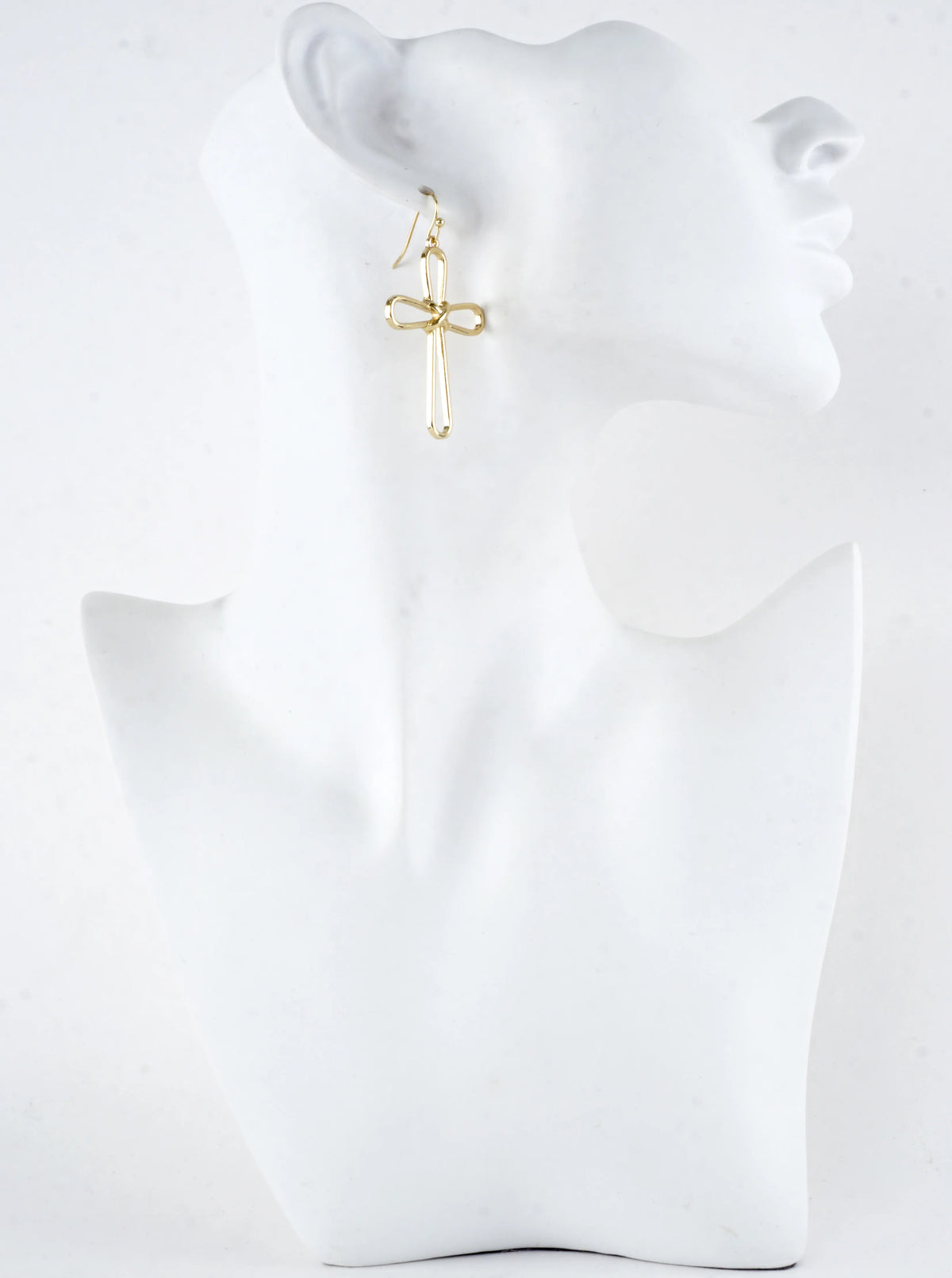 Modern Open Cross Wire Drop Earrings