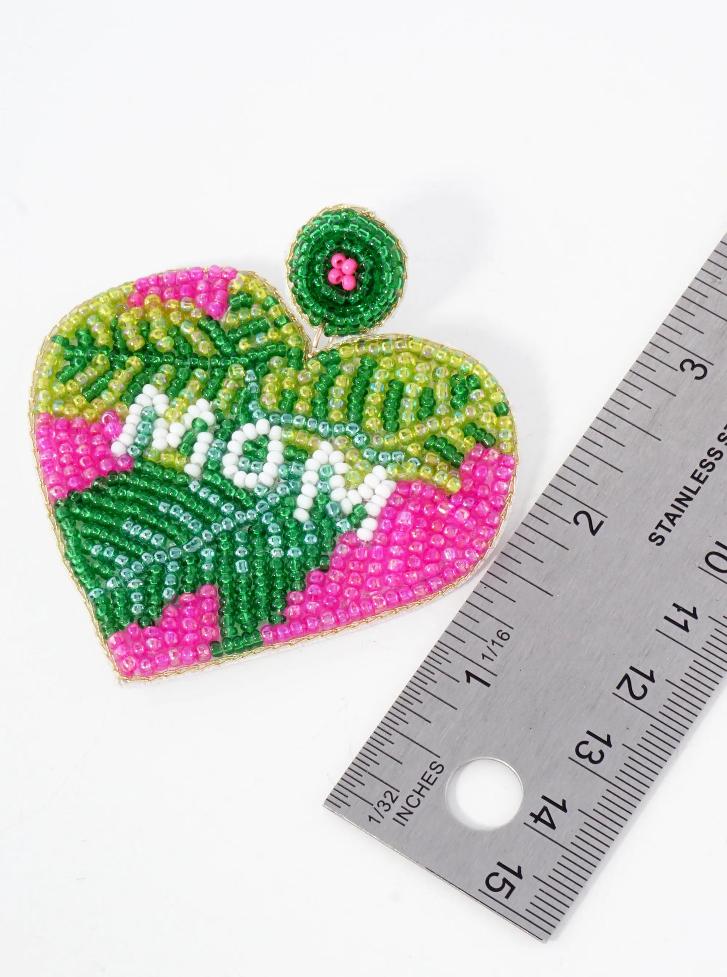 Mom Cylinder-Beaded Big Heart Mothers-Day Statement Earrings
