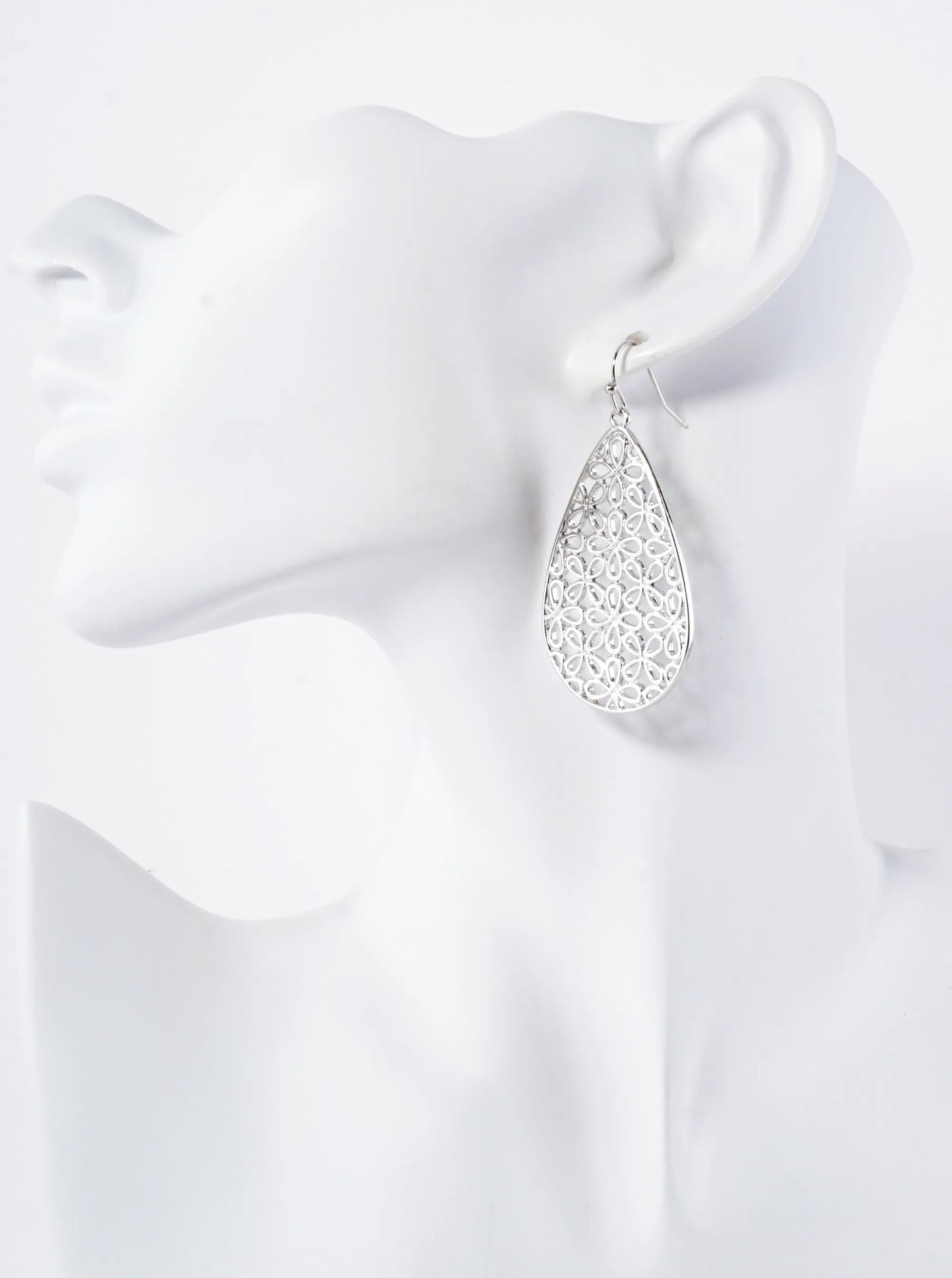 Moroccan Filigree Stenciled Teardrop Dangle Earrings