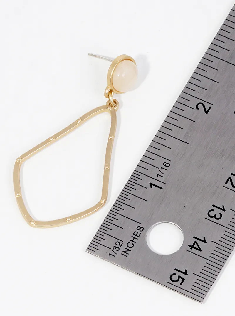 Moroccan Shape Semi-Precious Stone Drop Dangle Earrings