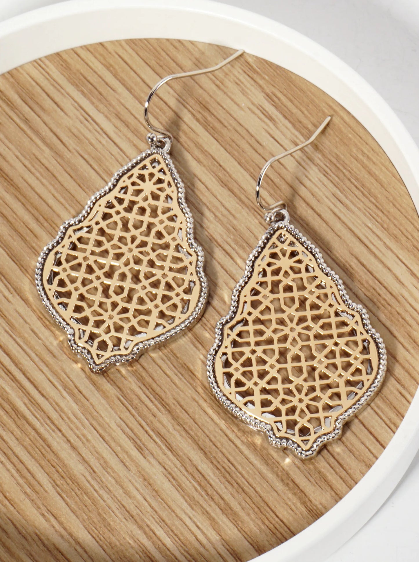 Moroccan-Shaped Geometric Filigree Dangle Earrings