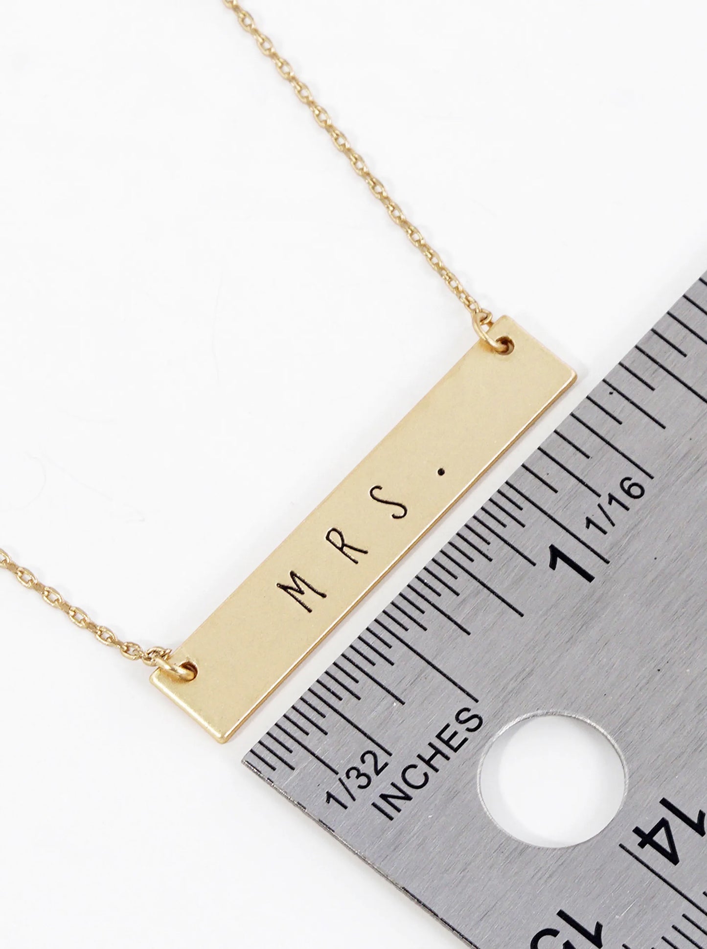 Mrs Engraved Horizontal Bar Pendant Necklace