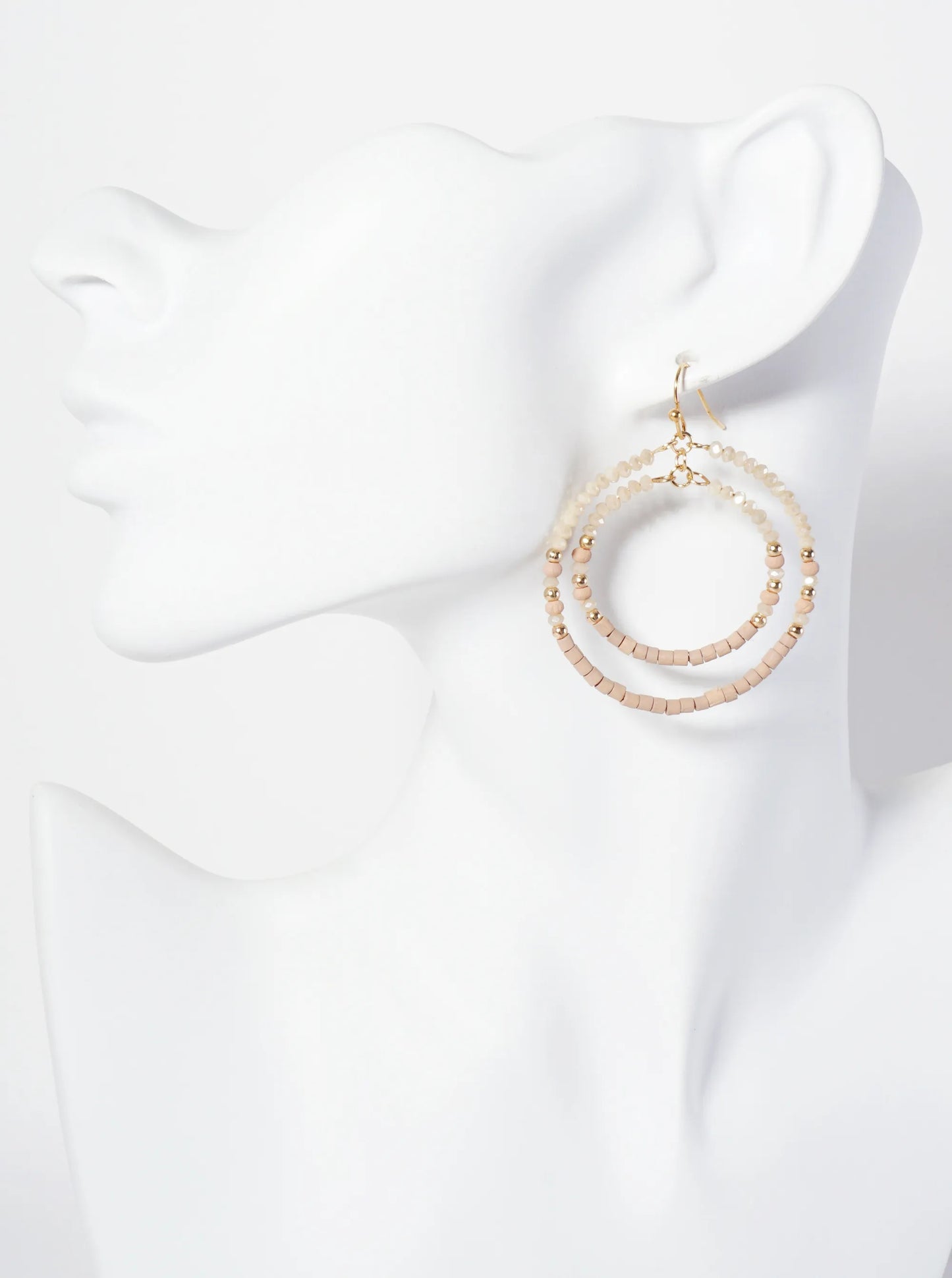 Multi-Beaded Double Circle Dangle Drop Earrings
