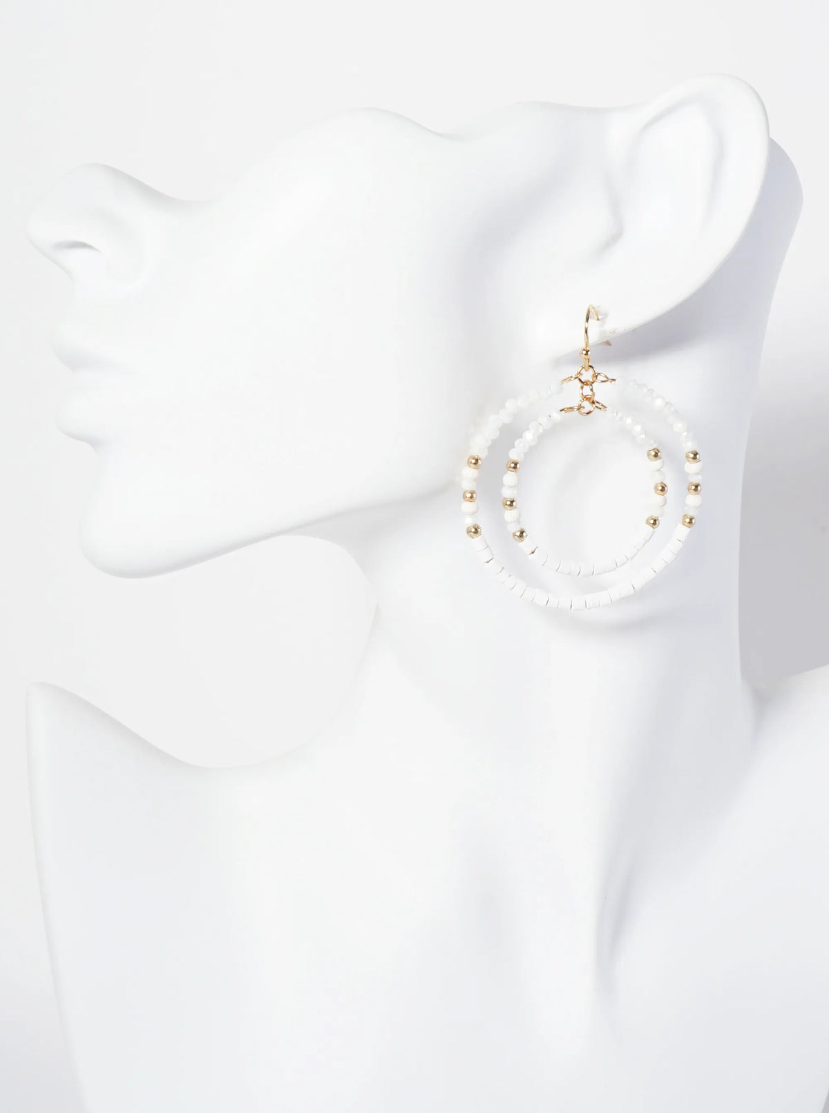 Multi-Beaded Double Circle Dangle Drop Earrings