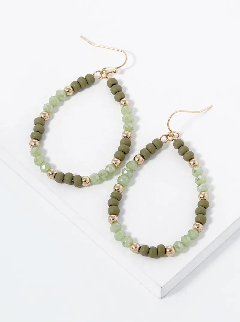 Multi Beaded Teardrop Dangle Earrings