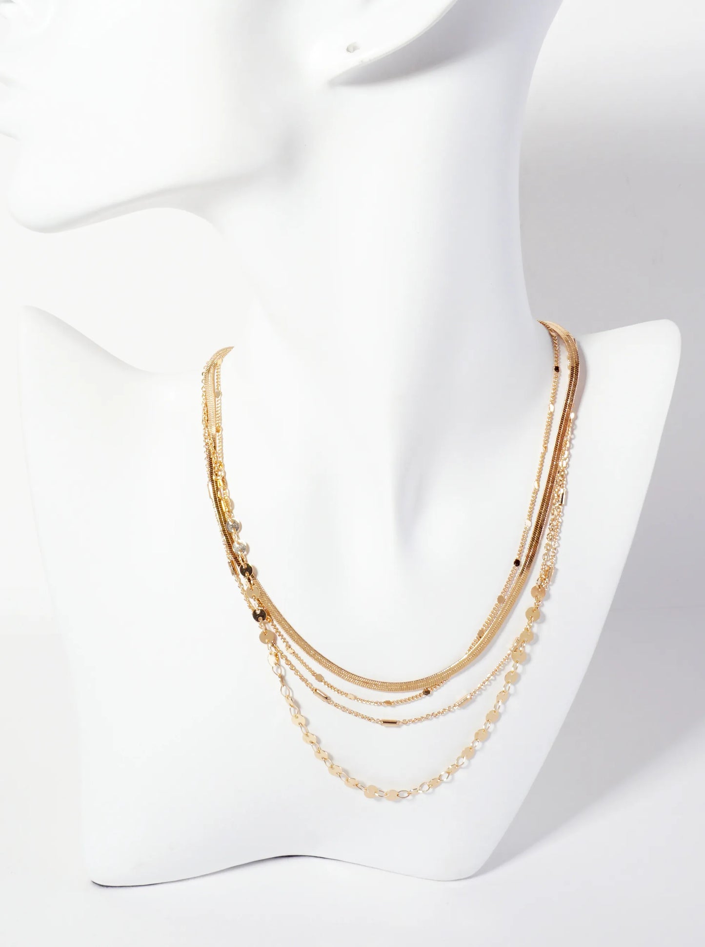 Multi-Chain Delicate Brass Layered Necklace