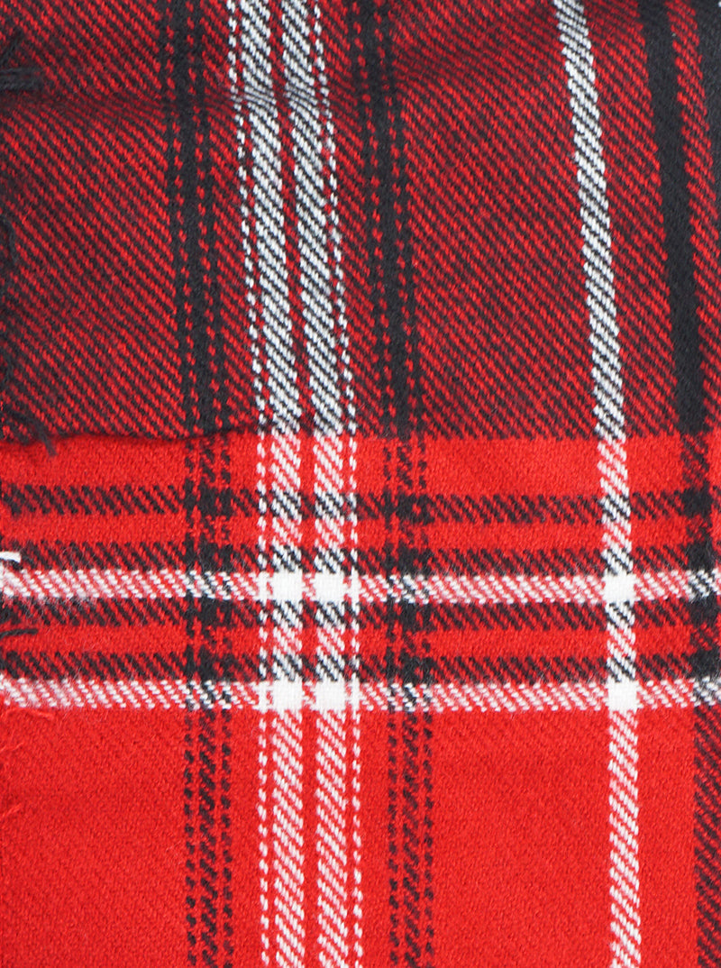 Multi Color Plaid Double Loop Infinity Scarf With Fringe