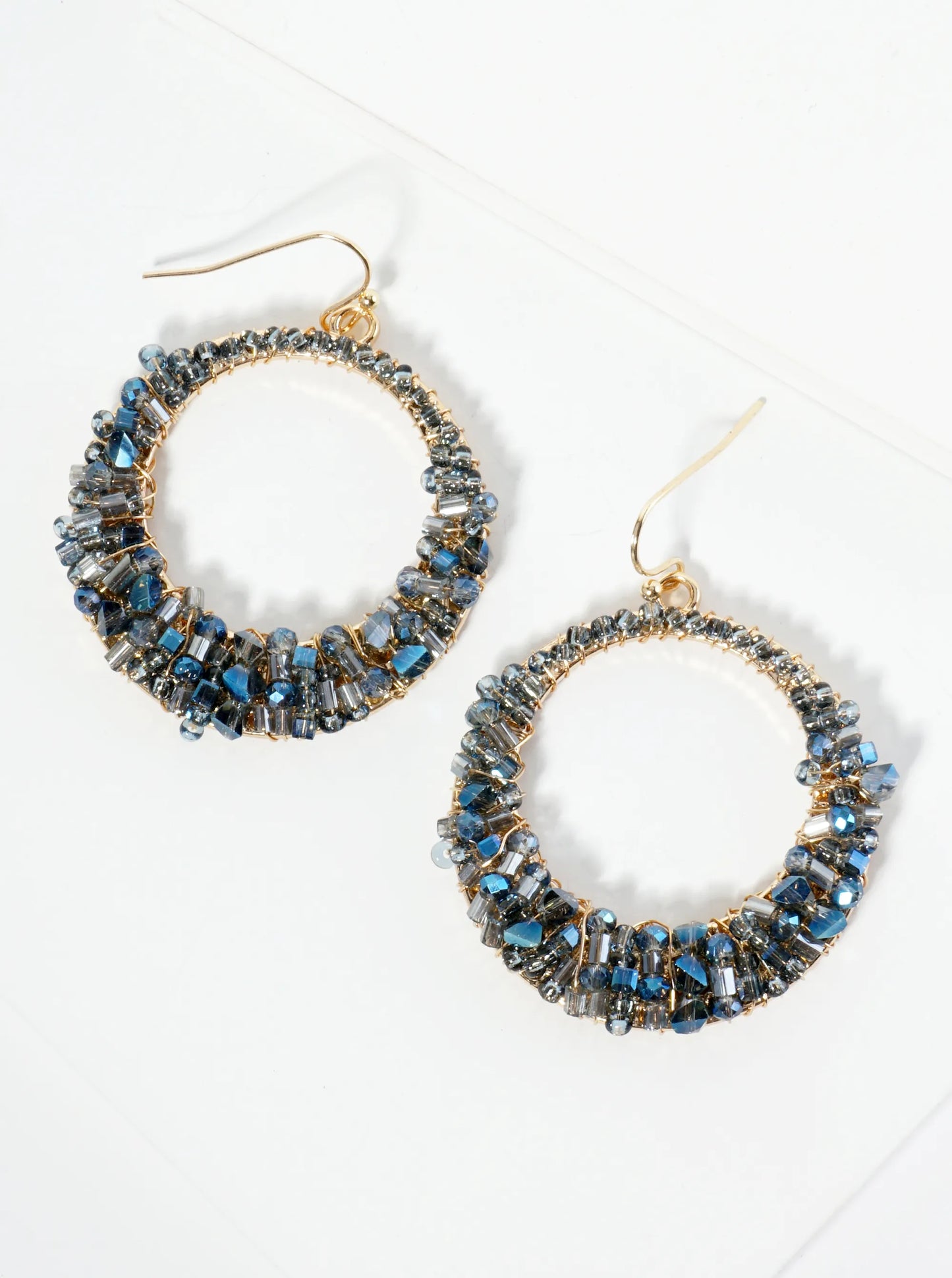 Multi Shape Glass Beaded Circle Drop Earrings