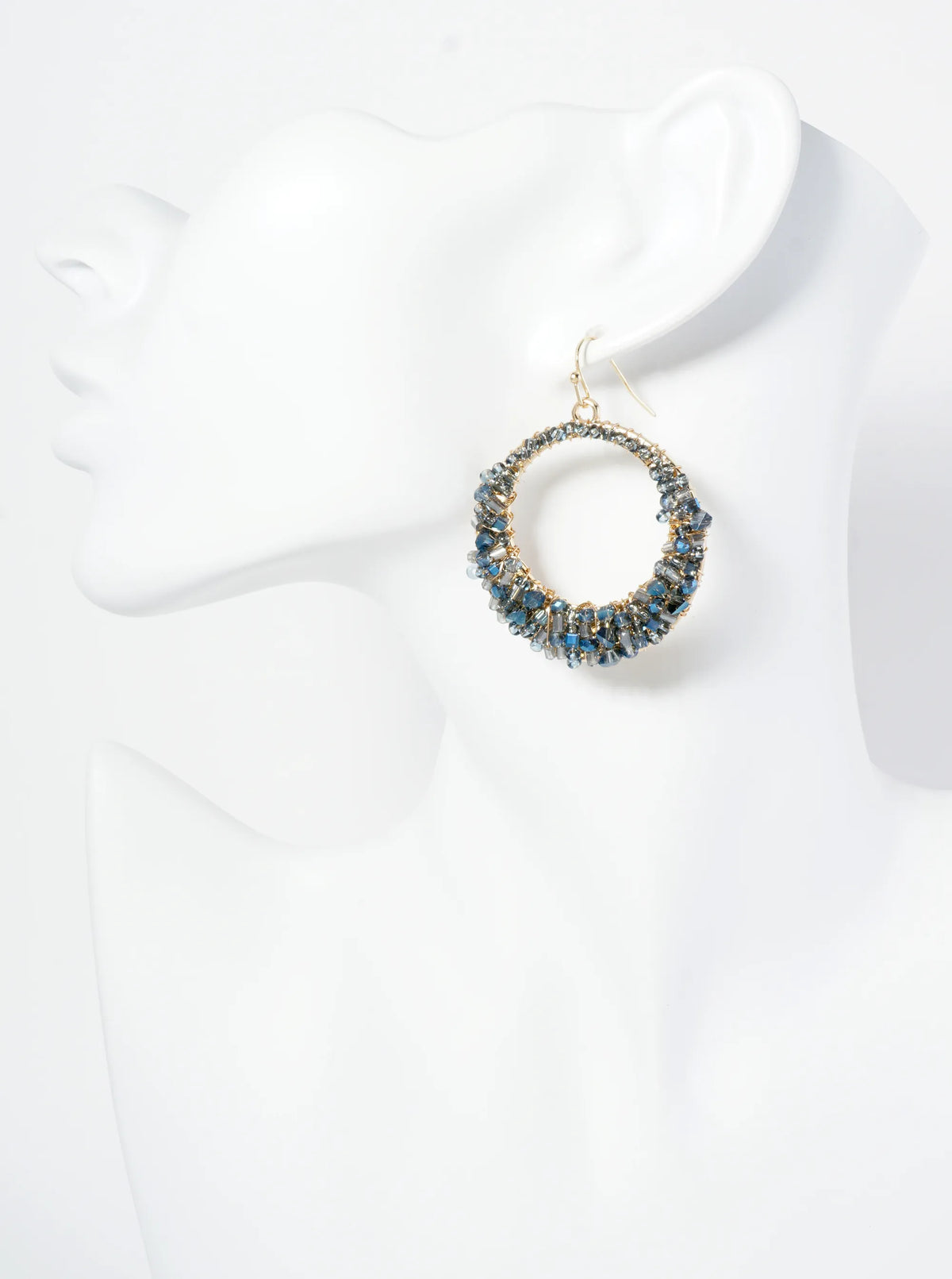 Multi Shape Glass Beaded Circle Drop Earrings