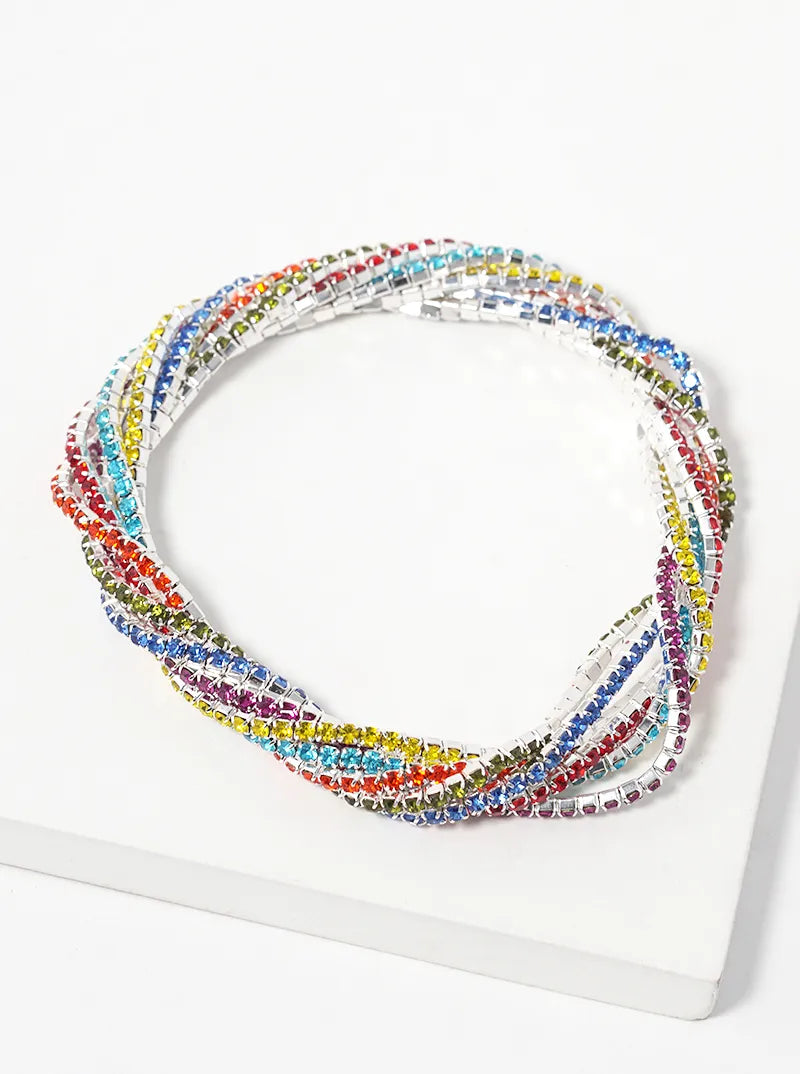 Multi-color Crystal Pave Stone Stretch Bracelet