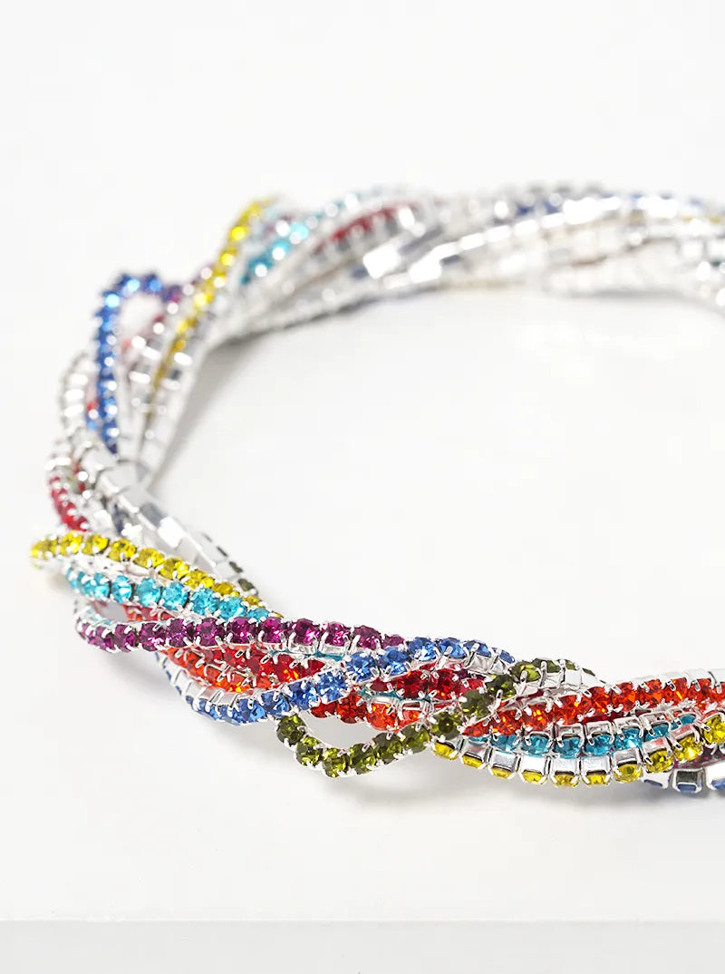 Multi-color Crystal Pave Stone Stretch Bracelet