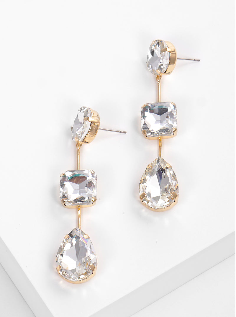 Multi Shaped Rhinestone Drop Earrings