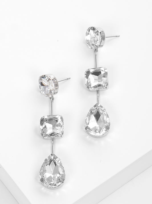 Multi Shaped Rhinestone Drop Earrings