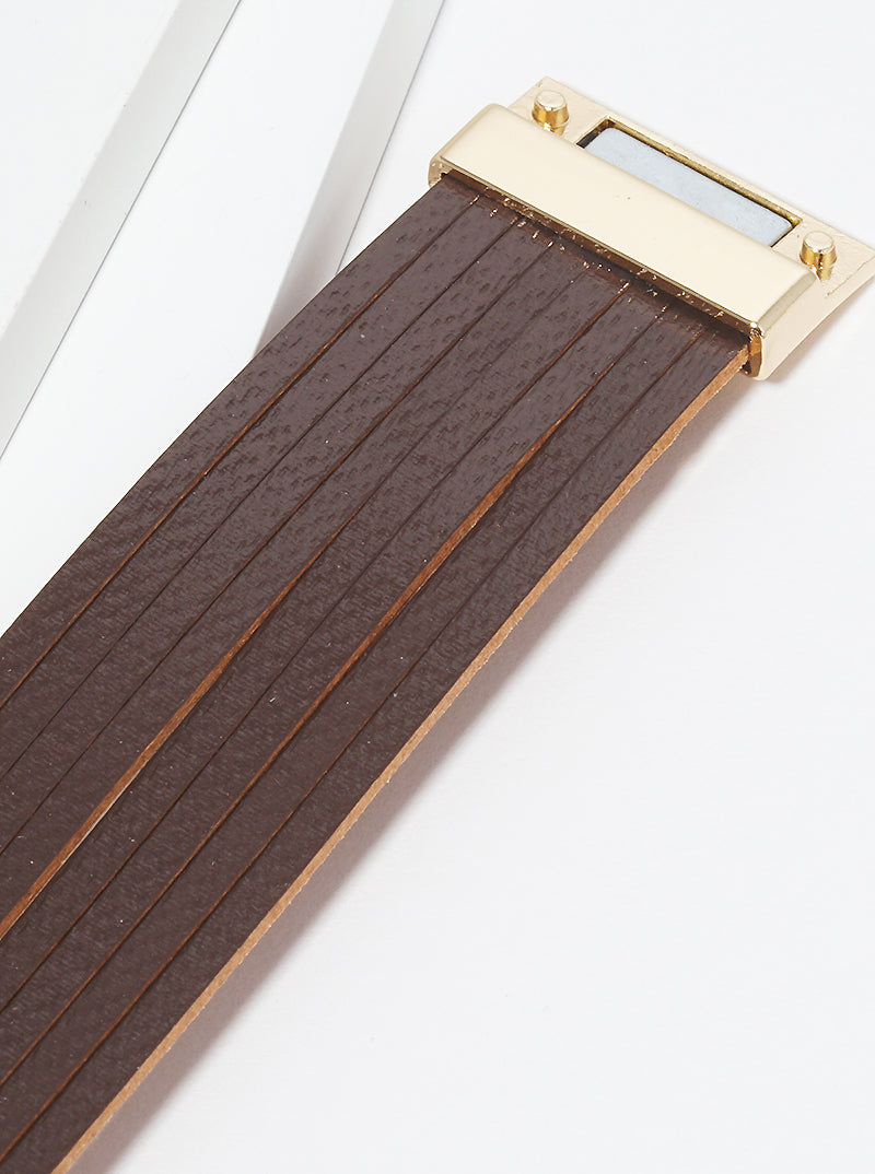 Multi Strand Magnetic Closure Leatherette Bracelet