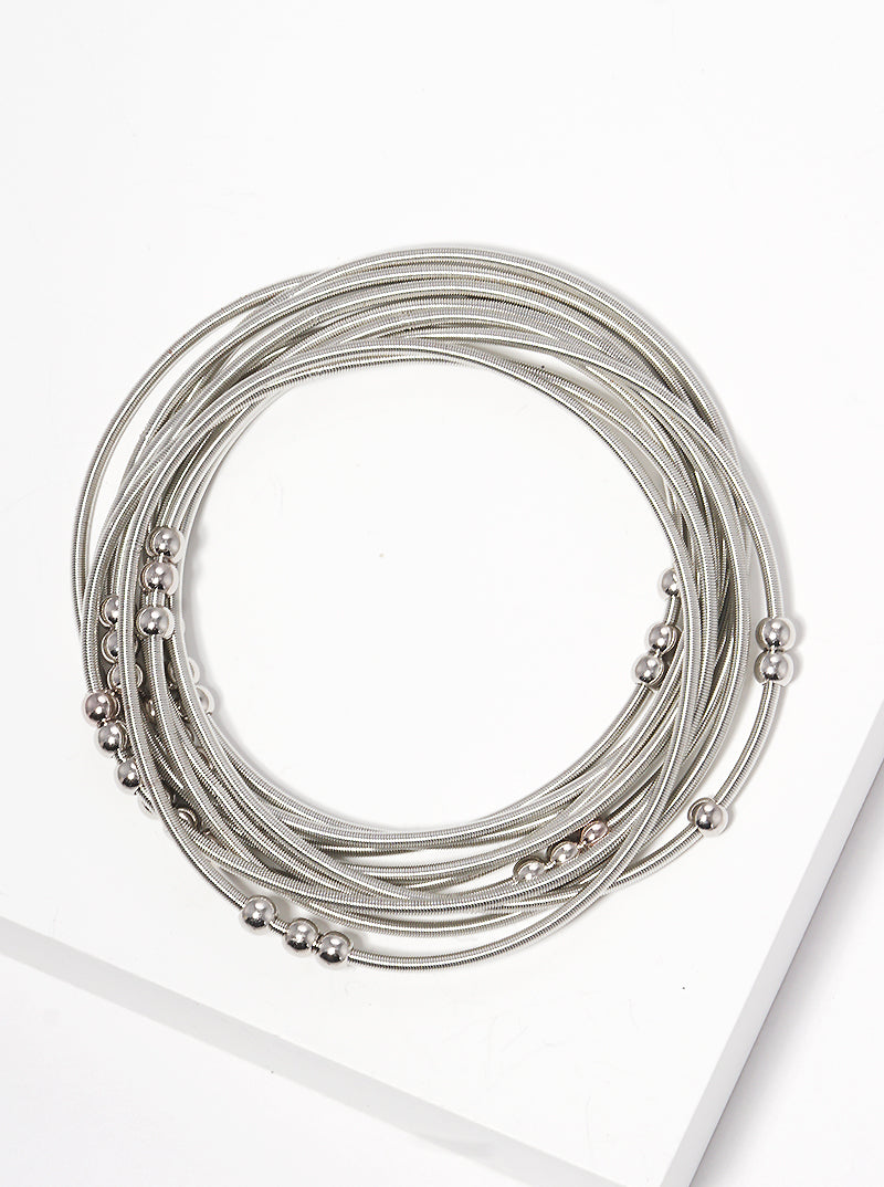 Multi Strand Spring Wire Ball Beads Stackable Stretch Bracelet