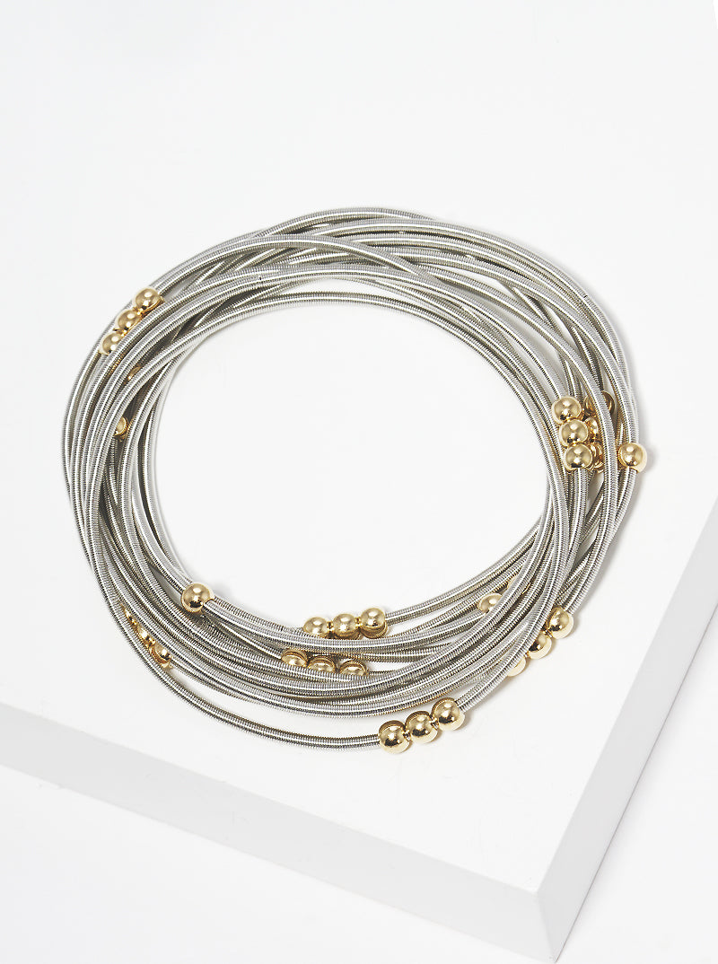 Multi Strand Spring Wire Ball Beads Stackable Stretch Bracelet