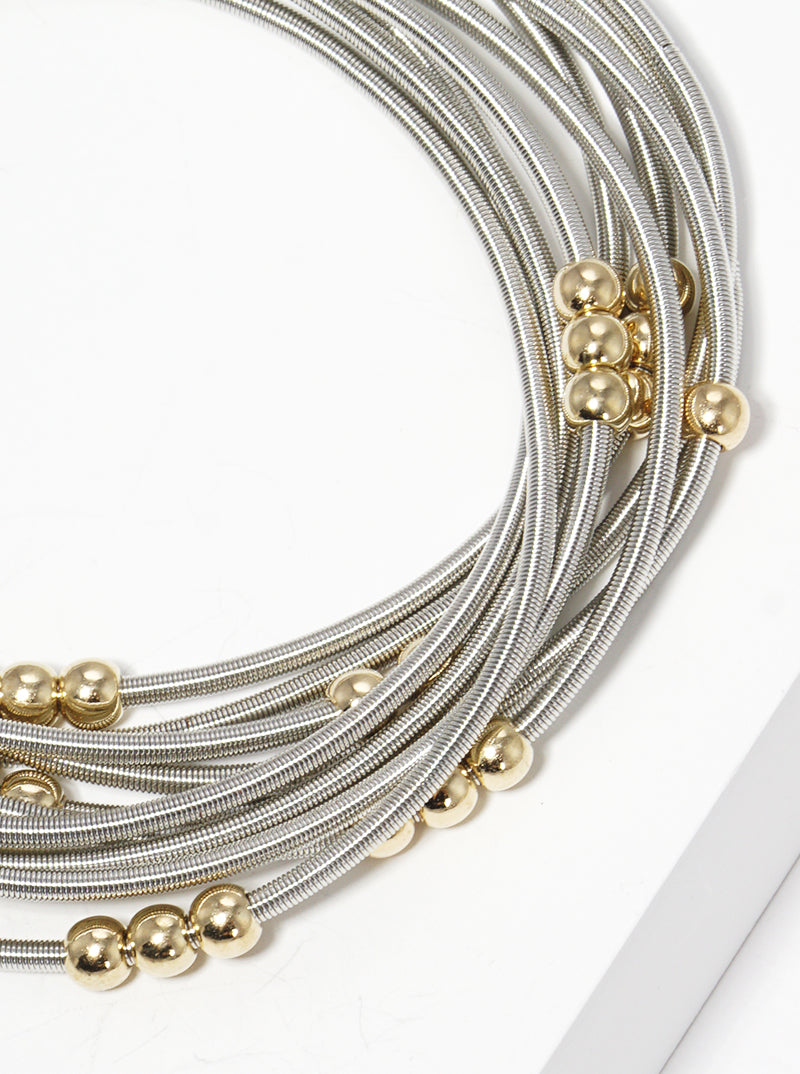 Multi Strand Spring Wire Ball Beads Stackable Stretch Bracelet
