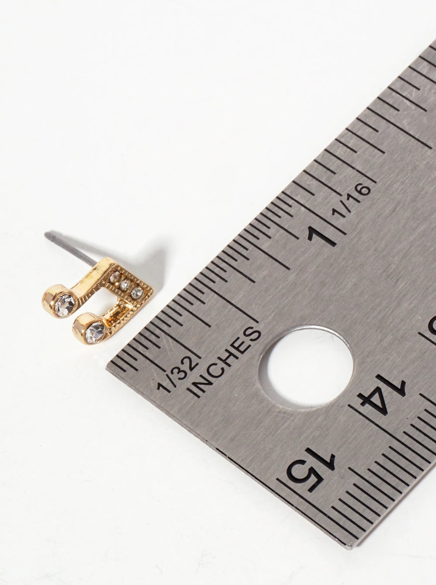 Music-Inspired Crystal-Pave Symmetrical Musical-Note Stud Earrings