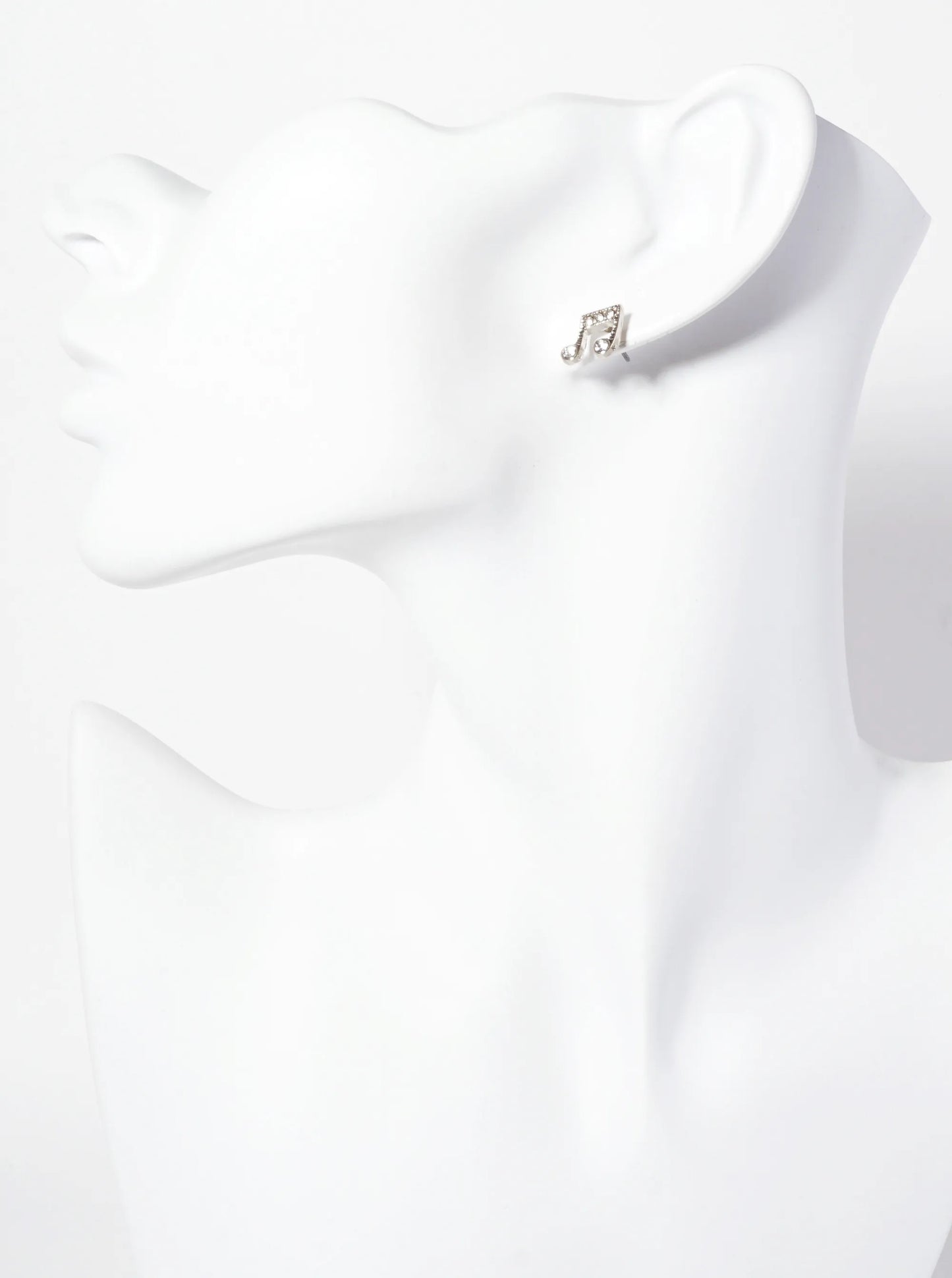 Music-Inspired Crystal-Pave Symmetrical Musical-Note Stud Earrings