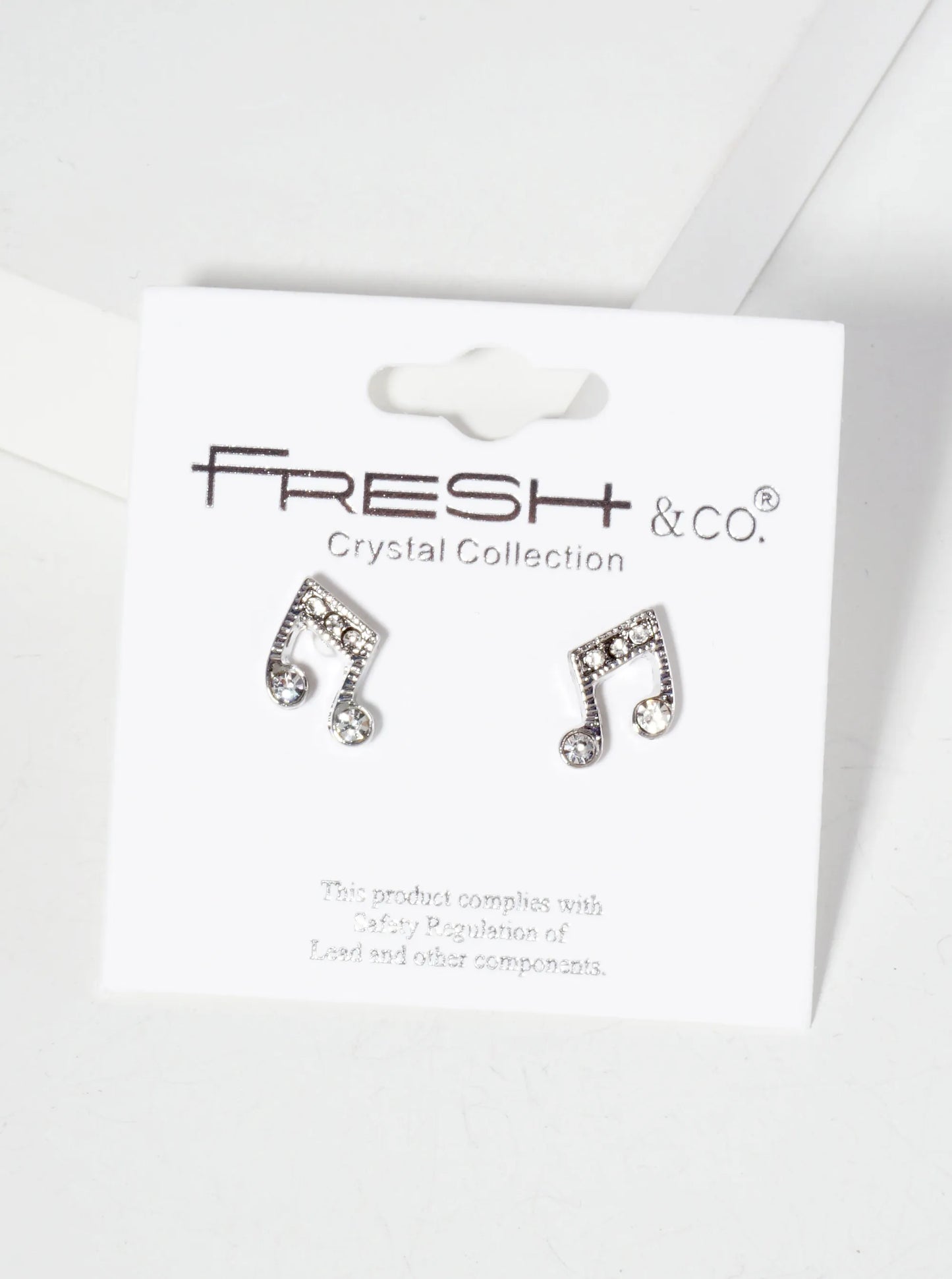 Music-Inspired Crystal-Pave Symmetrical Musical-Note Stud Earrings